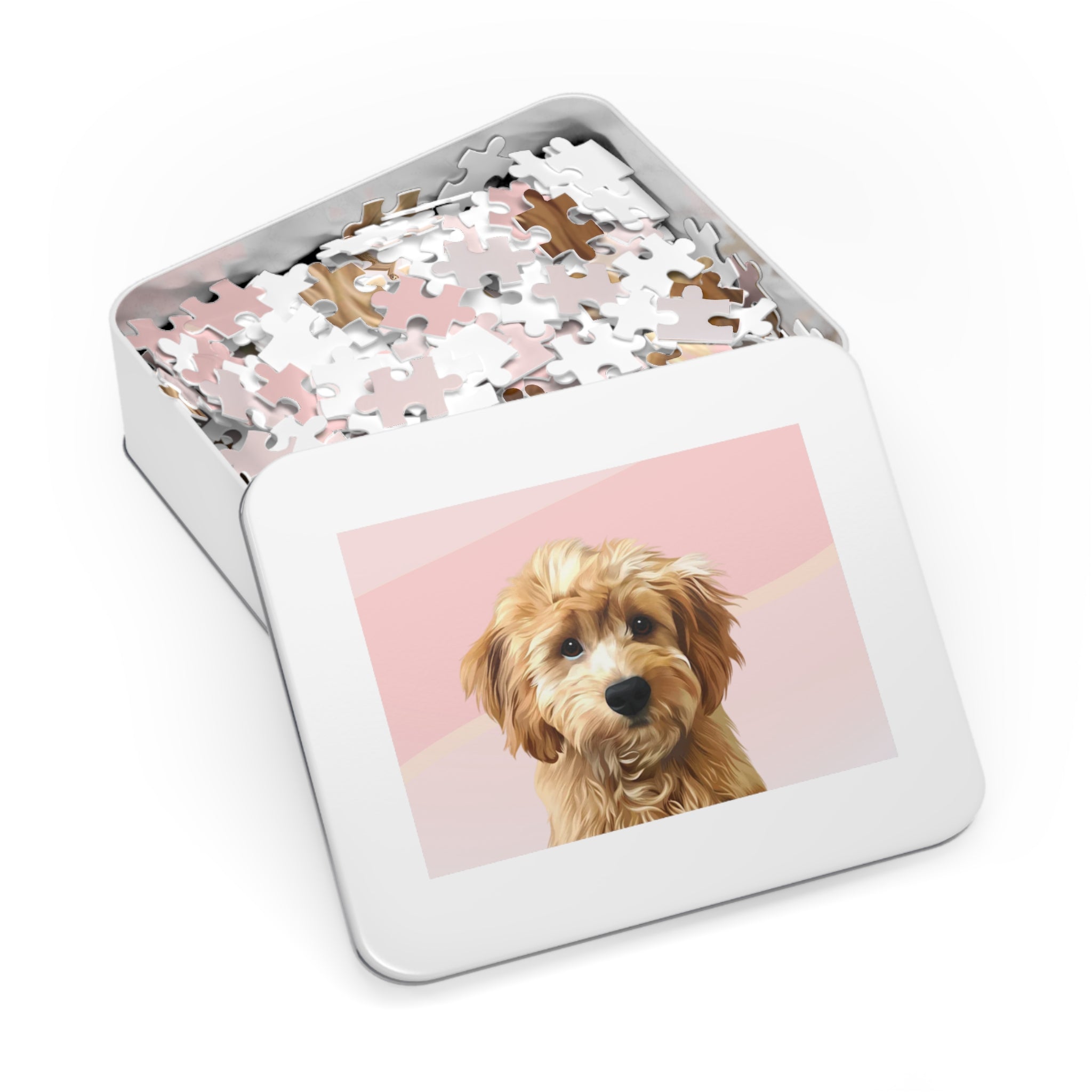 Dog Portrait Jigsaw Puzzle (30, 110, 252, 500,1000-Piece) | Blush Mist - custom-dog-portrait-jigsaw-puzzle-30-110-252-500-1000-blush-mist