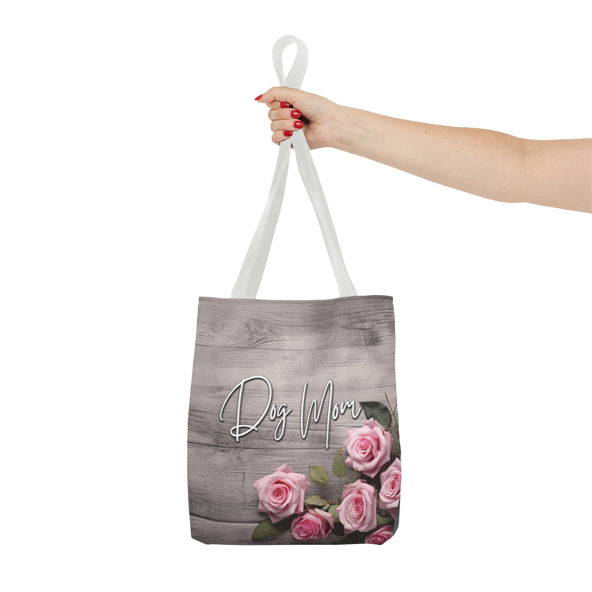 Rustic Pink Rose Dog Mom Farmhouse Tote Bag - farmhouse-dogmom-tote-bag-rustic-pink-rose