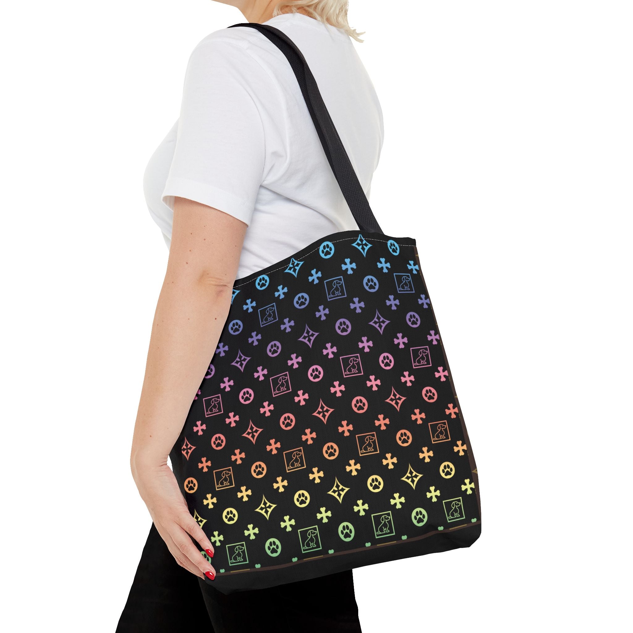 Dog Lover Motif Black Ombre Structured Poly Tote - dog-lover-motif-black-ombre-structured-poly-tote