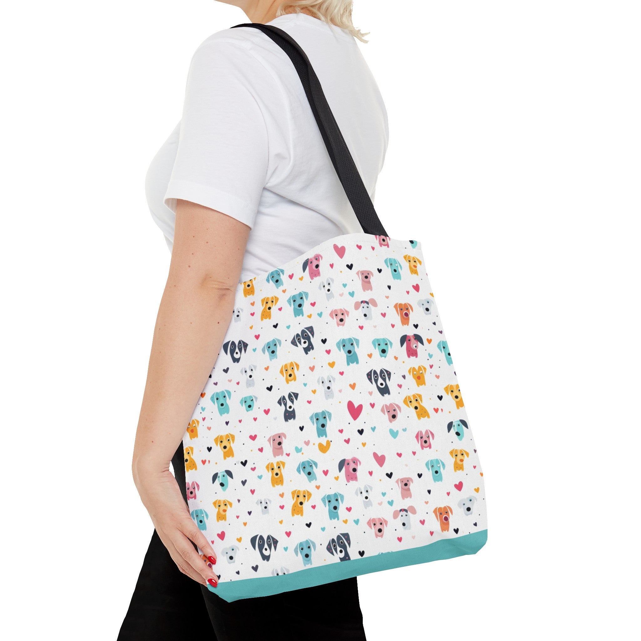 Hearts n' Pups Whimsical Dog Icon Themed Tote Bag - hearts-n-pups-whimsical-dog-icon-themed-tote-bag