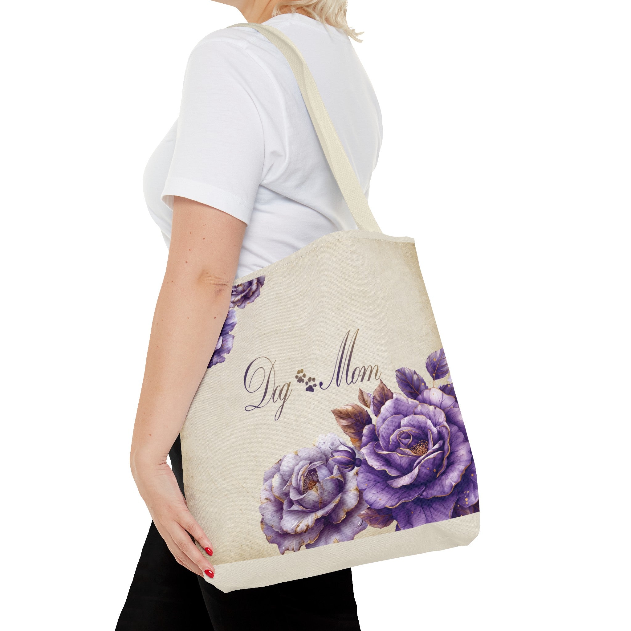 Dog Mom French Country Lavender Rose Farmhouse Tote - dog-mom-french-country-lavender-rose-tote