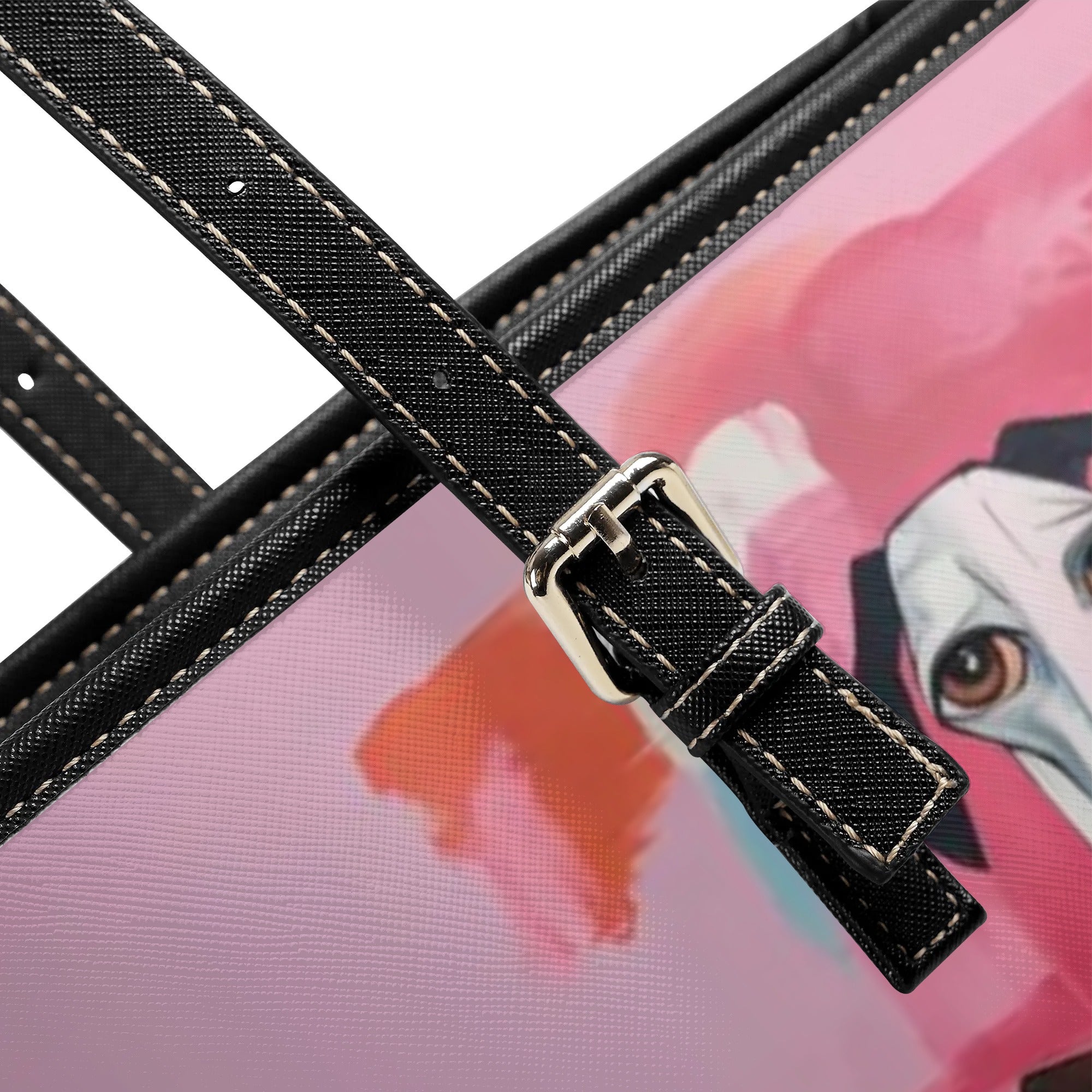 Original Dog Art Pink Durable PU Leather Zipper Handbag - pu-leather-tote-bag-16