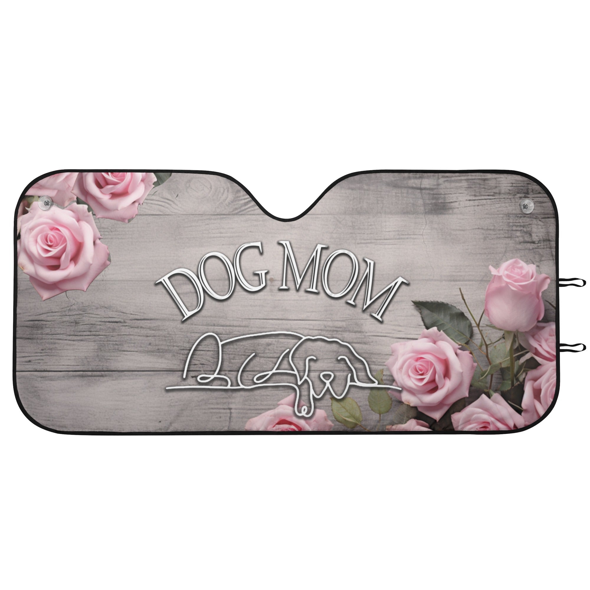 Farmhouse Dog Mom Rustic Rose Car Sun Shade - farmhouse-dog-mom-rustic-pink-rose-car-sun-shade