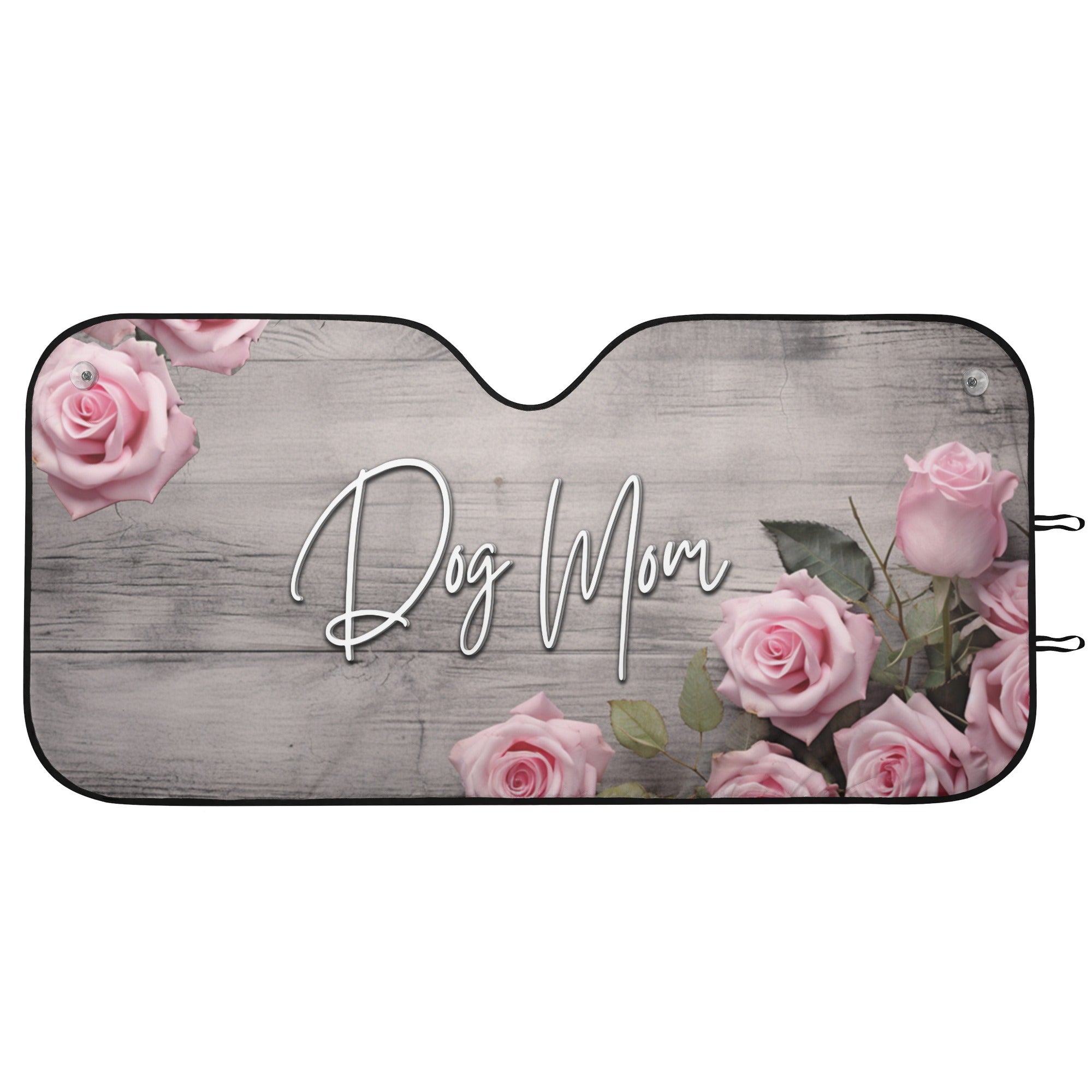 Farmhouse Dog Mom Rustic Rose Car Sun Shade - farmhouse-dog-mom-rustic-pink-rose-car-sun-shade