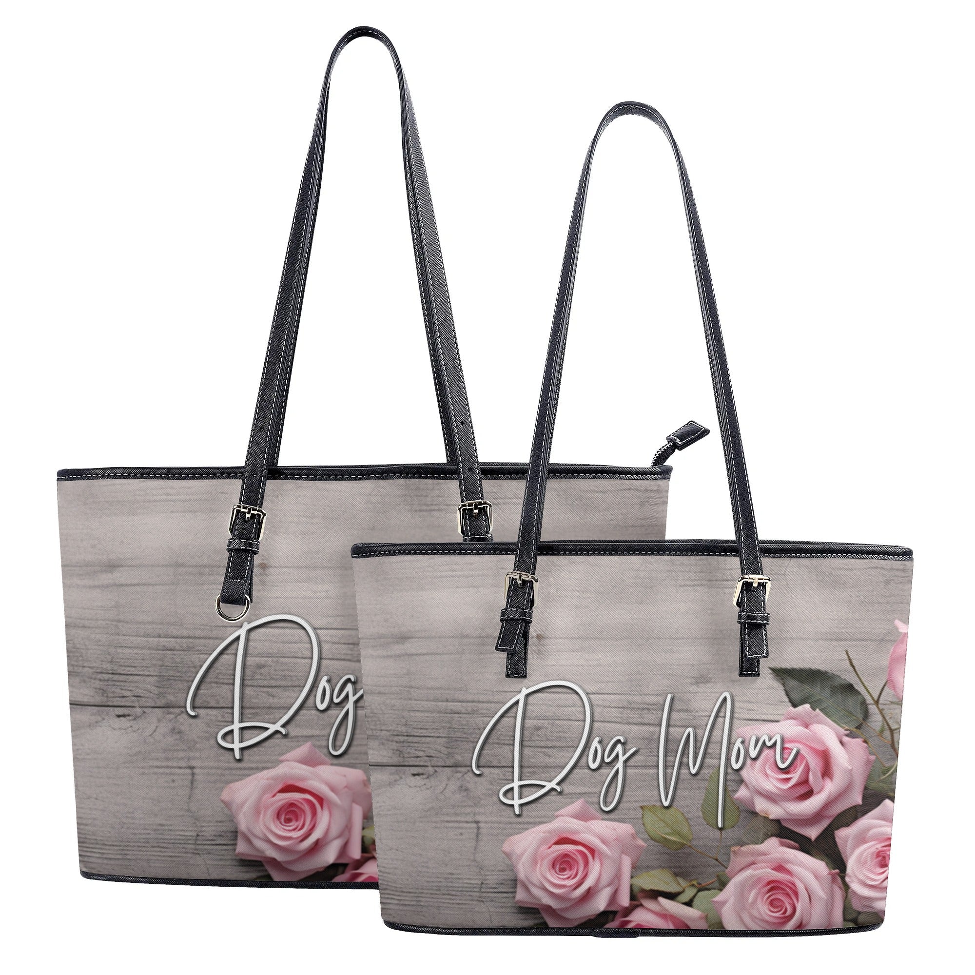 Farmhouse Rustic Pink Rose Dog Mom Durable PU Leather Zipper Handbag - farmhouse-rustic-pink-rose-dog-mom-durable-faux-leather-zipper-handbag