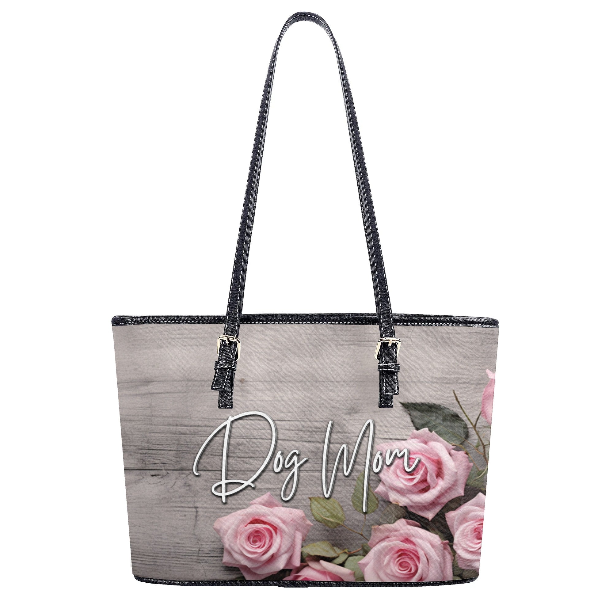 Farmhouse Rustic Pink Rose Dog Mom Durable PU Leather Zipper Handbag - farmhouse-rustic-pink-rose-dog-mom-durable-faux-leather-zipper-handbag