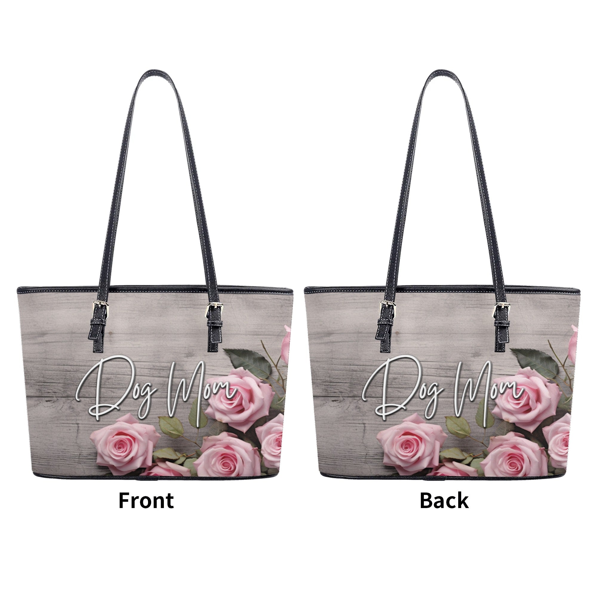 Farmhouse Rustic Pink Rose Dog Mom Durable PU Leather Zipper Handbag - farmhouse-rustic-pink-rose-dog-mom-durable-faux-leather-zipper-handbag