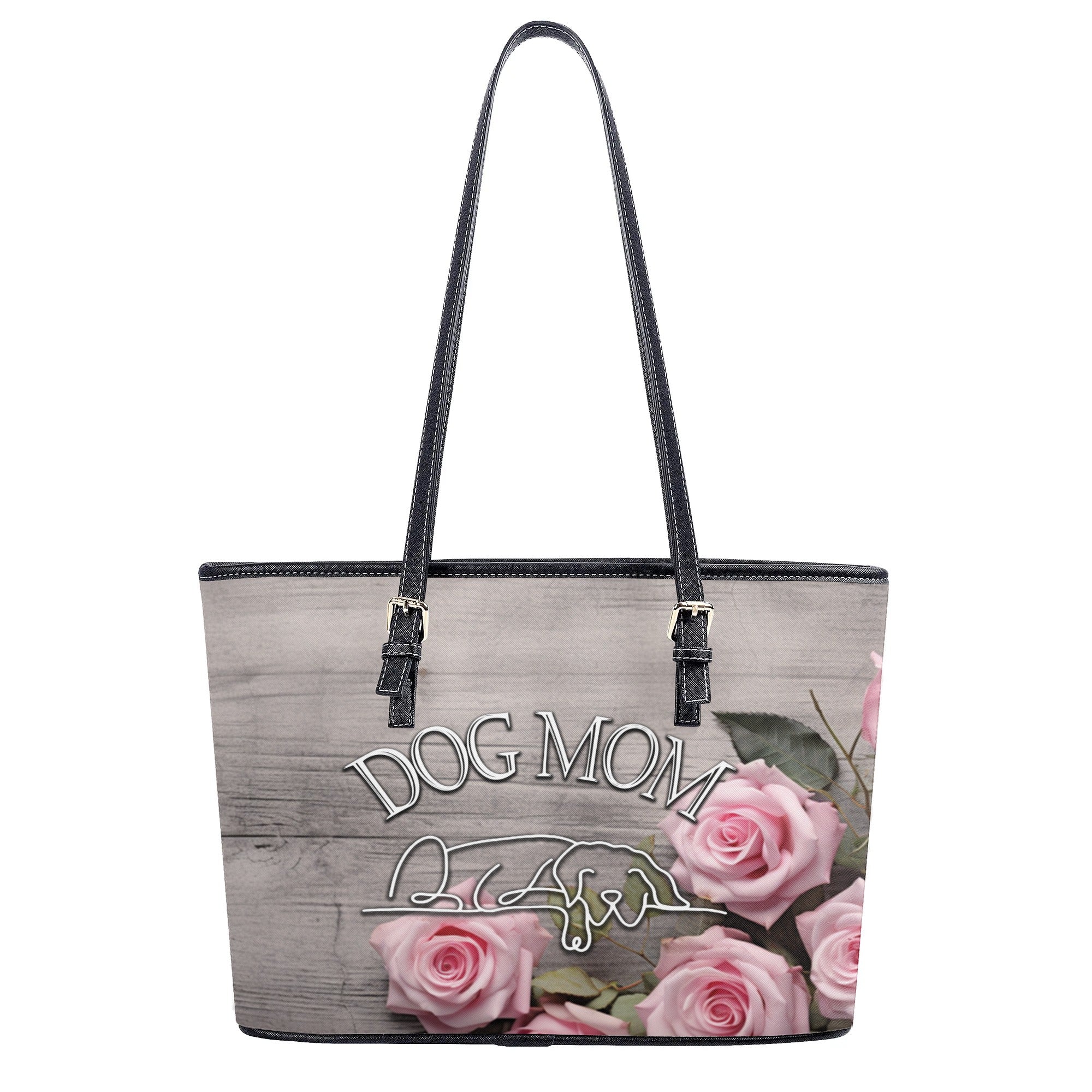 Farmhouse Rustic Pink Rose Dog Mom Durable PU Leather Zipper Handbag - farmhouse-rustic-pink-rose-dog-mom-durable-faux-leather-zipper-handbag