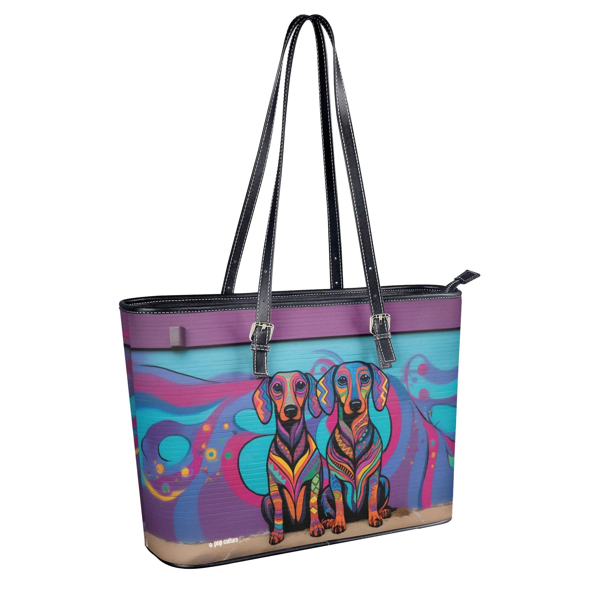 Dachshund Lover Original Dog Art Durable PU Leather Zipper Handbag - dachshund-lover-dog-art-zipper-handbag