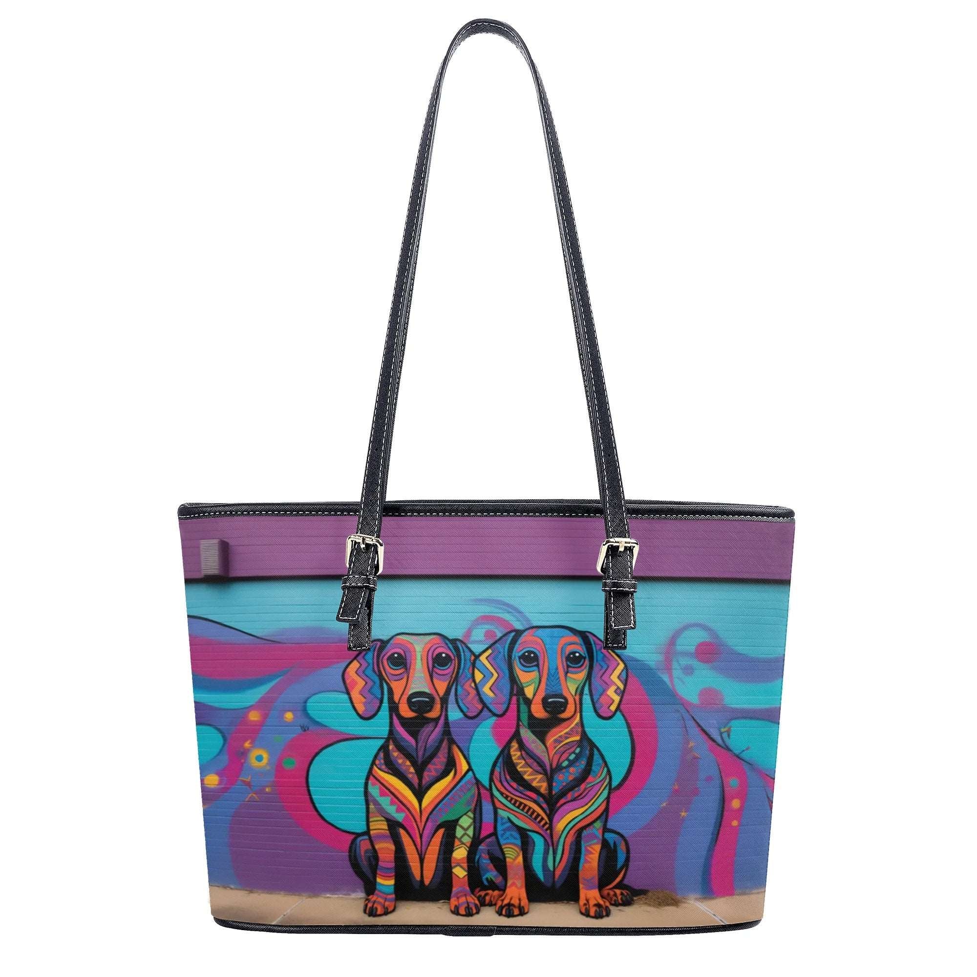 Dachshund Lover Original Dog Art Durable PU Leather Zipper Handbag - dachshund-lover-dog-art-zipper-handbag