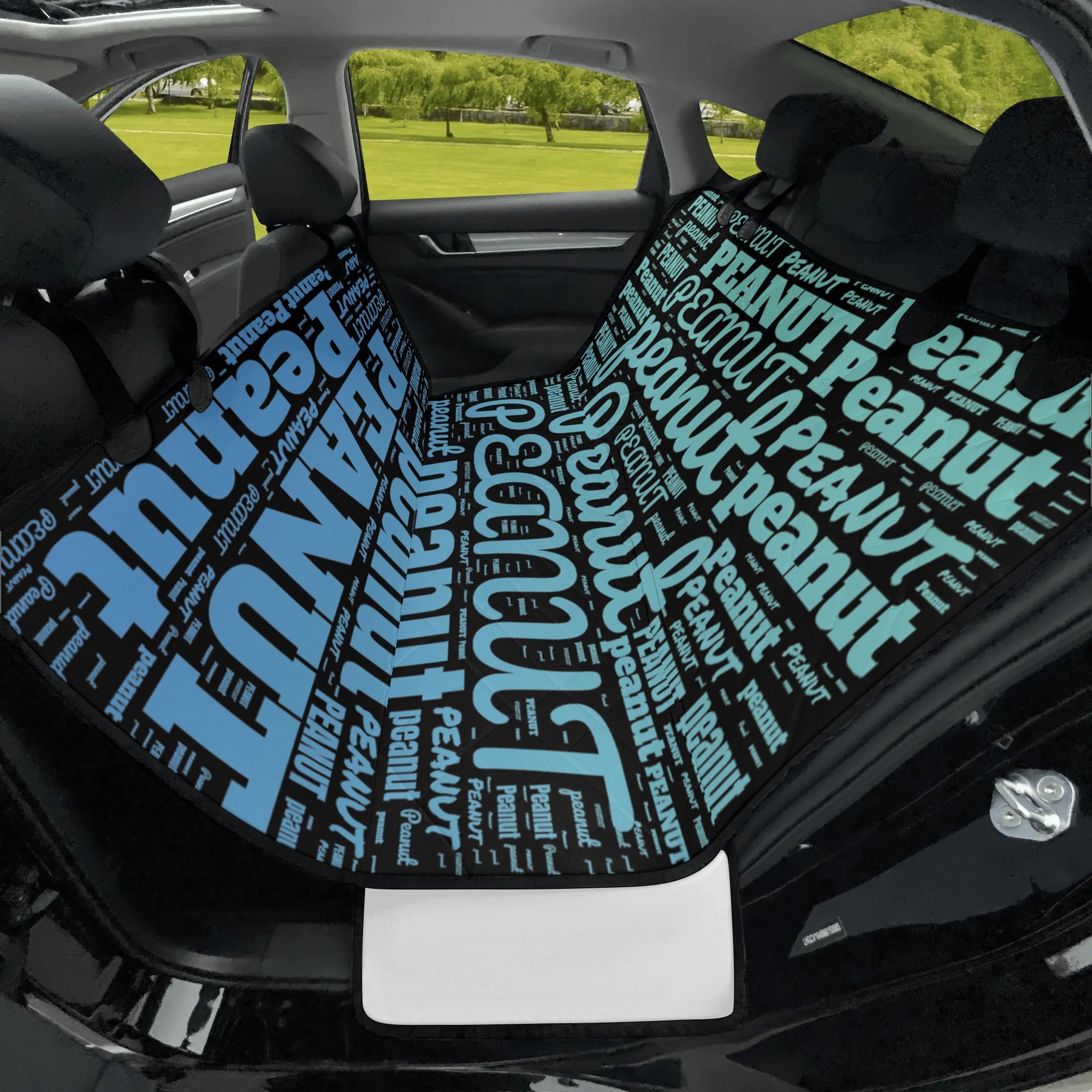 Personalized Dog's Name Word Art Ombre and Black Hammock Dog Car Seat Cover - personalized-dogs-name-word-art-ombre-black-hammock-dog-car-seat-cover