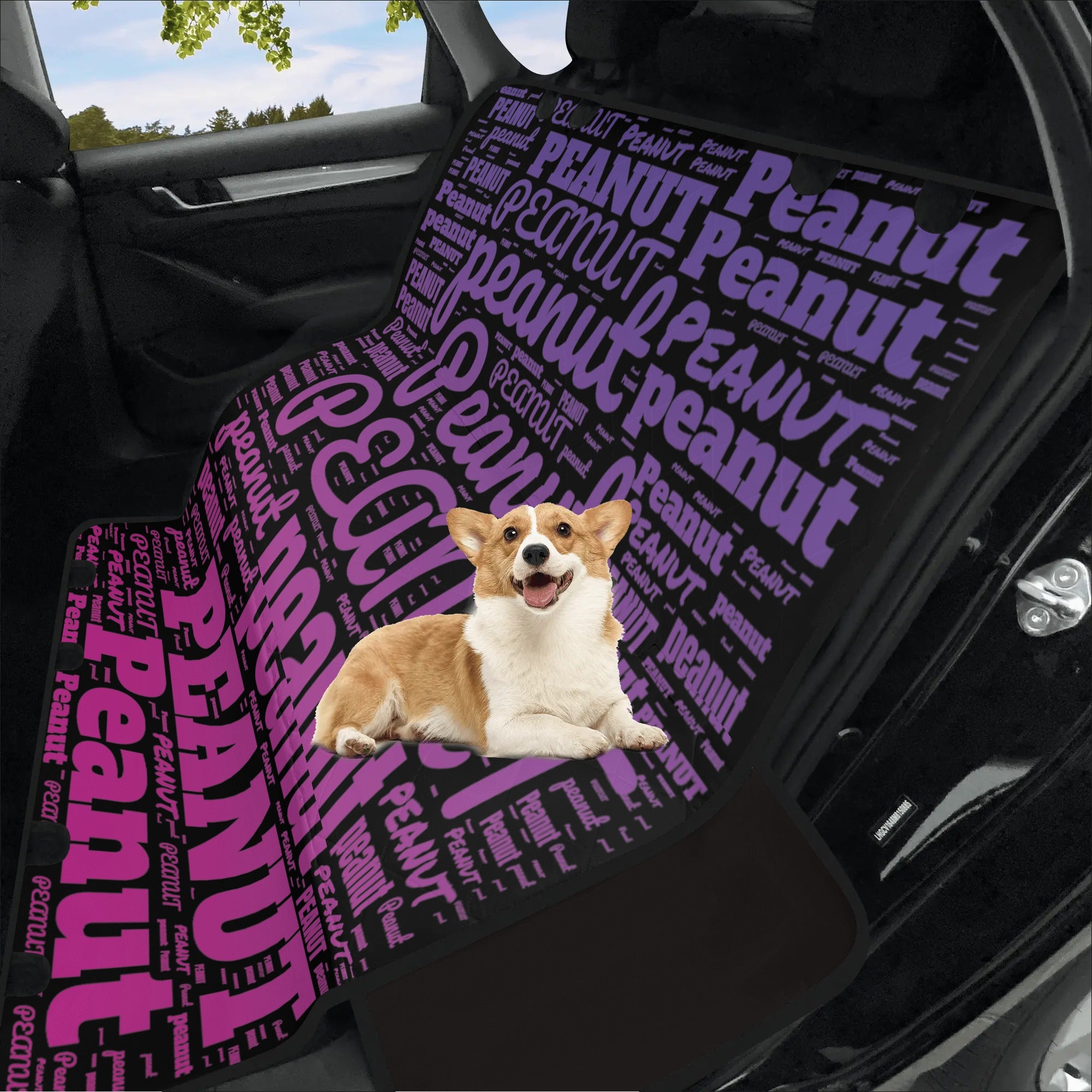 Personalized Dog's Name Word Art Ombre and Black Hammock Dog Car Seat Cover - personalized-dogs-name-word-art-ombre-black-hammock-dog-car-seat-cover