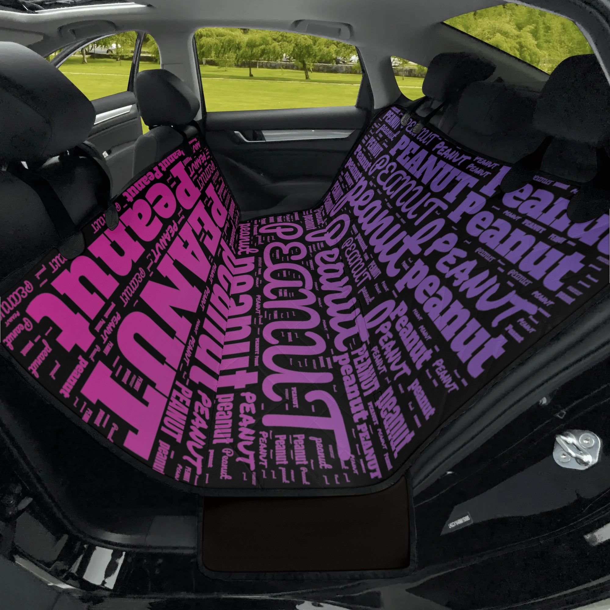 Personalized Dog's Name Word Art Ombre and Black Hammock Dog Car Seat Cover - personalized-dogs-name-word-art-ombre-black-hammock-dog-car-seat-cover