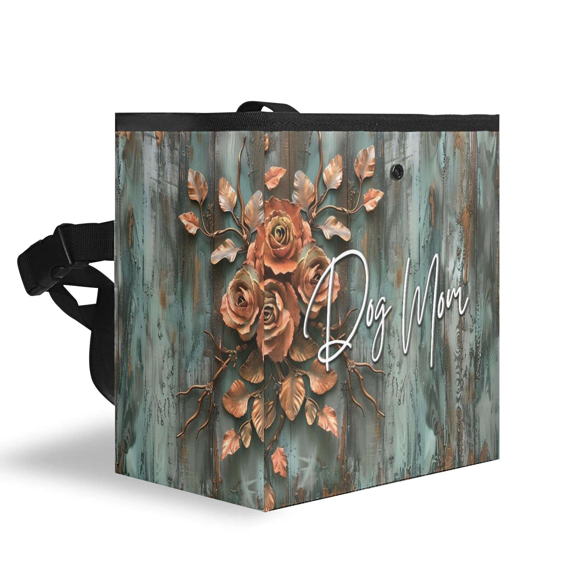 Dog Mom Farmhouse Patina Rose Hanging Car Organizer/Storage/Trash Bin - dog-mom-farmhouse-patina-rose-hanging-car-organizer-bag