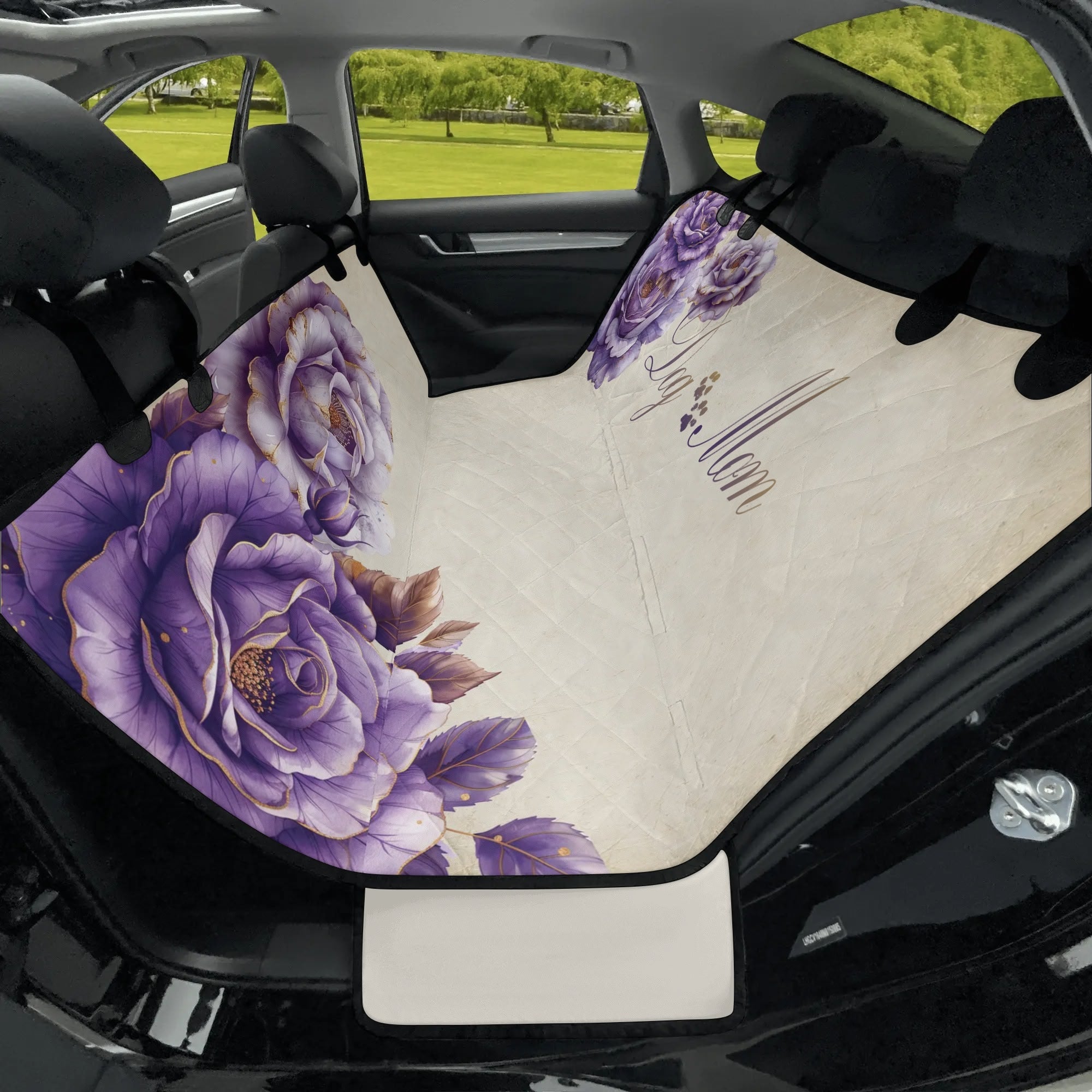 Dog Mom French Farmhouse Country Lavender Rose Dog Car Seat Cover - dog-mom-french-country-rose-dog-car-seat-cover