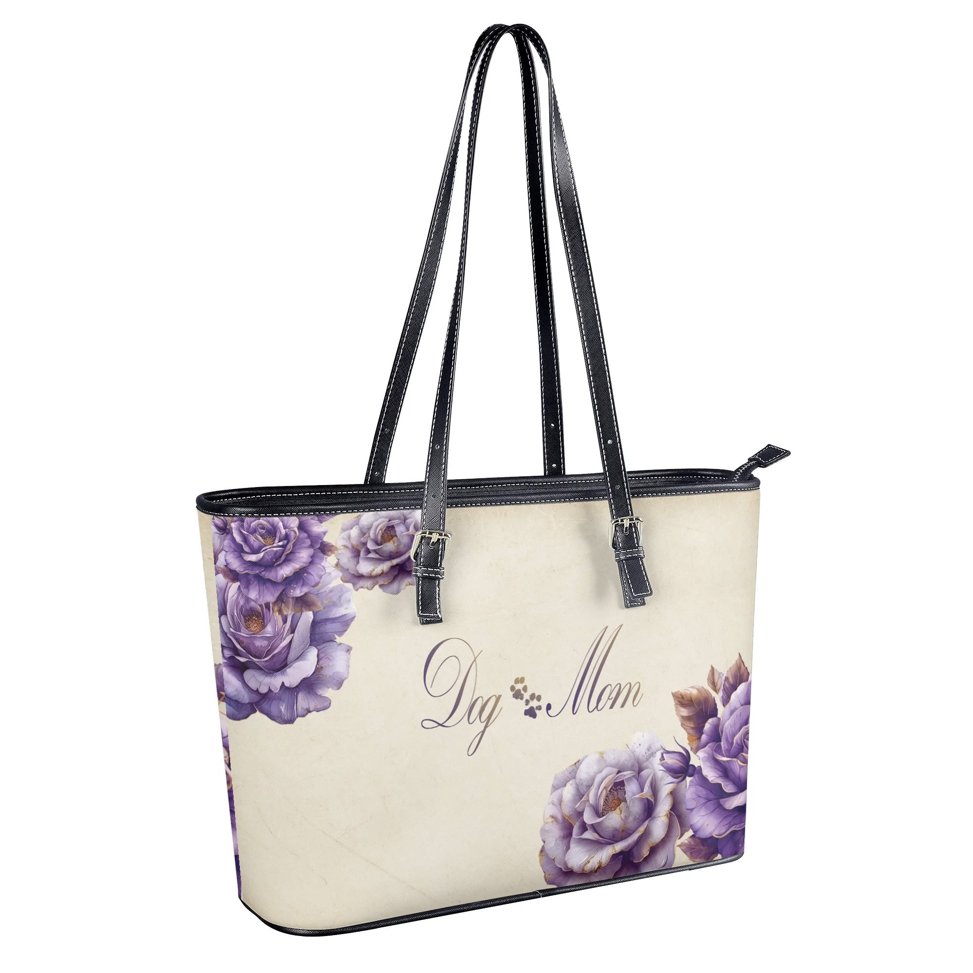 Dog Mom French Country Lavender Rose and Ivory Handbag - dog-mom-french-lavender-rose-country-handbag