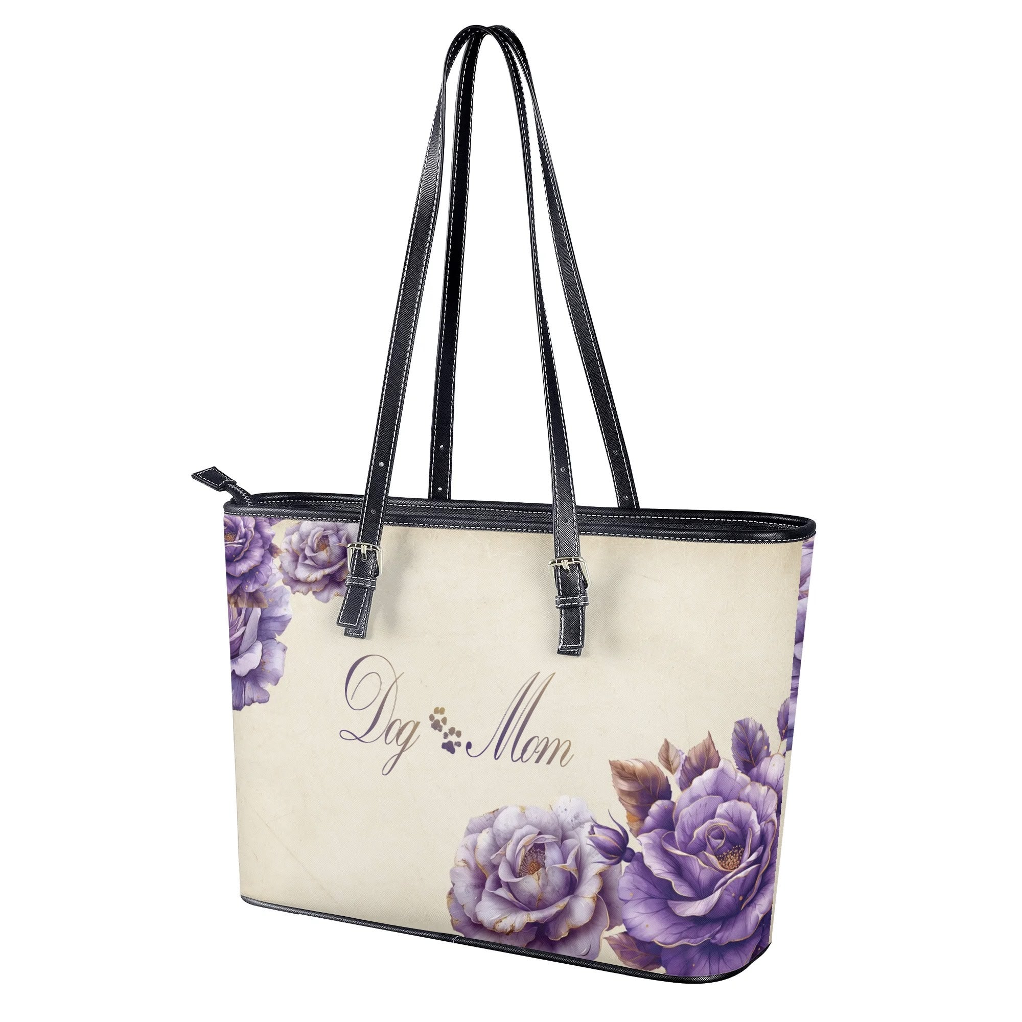 Dog Mom French Country Lavender Rose and Ivory Handbag - dog-mom-french-lavender-rose-country-handbag