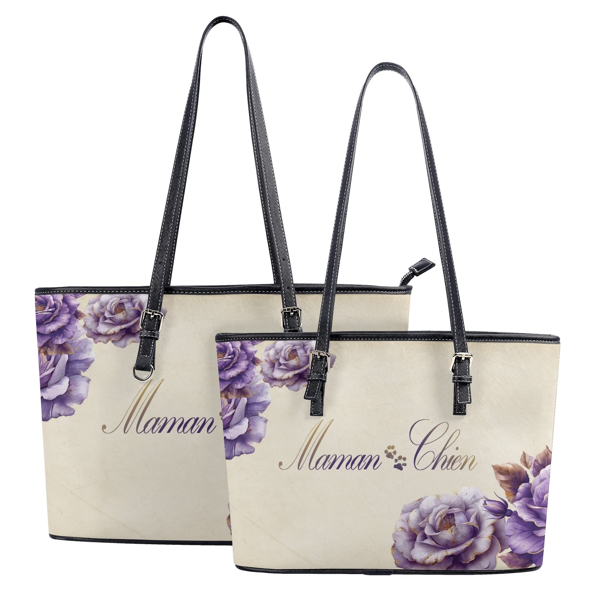 Maman Chien [Dog Mom in French] Country Lavender Rose and Ivory Handbag - maman-chien-french-lavender-rose-country-handbag