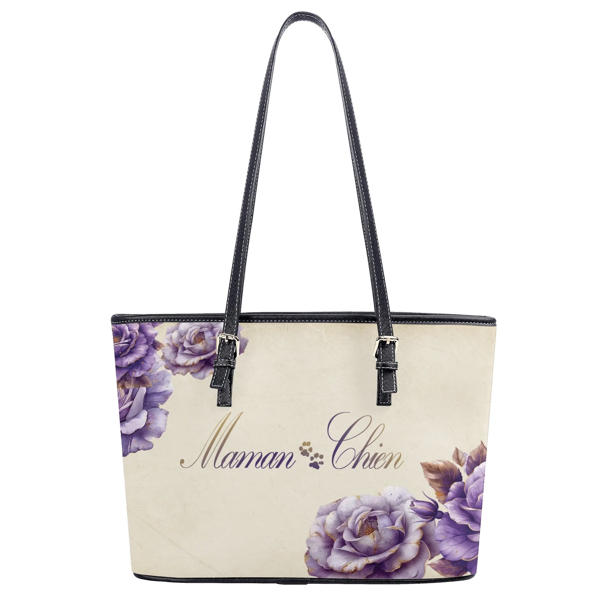 Maman Chien [Dog Mom in French] Country Lavender Rose and Ivory Handbag - maman-chien-french-lavender-rose-country-handbag