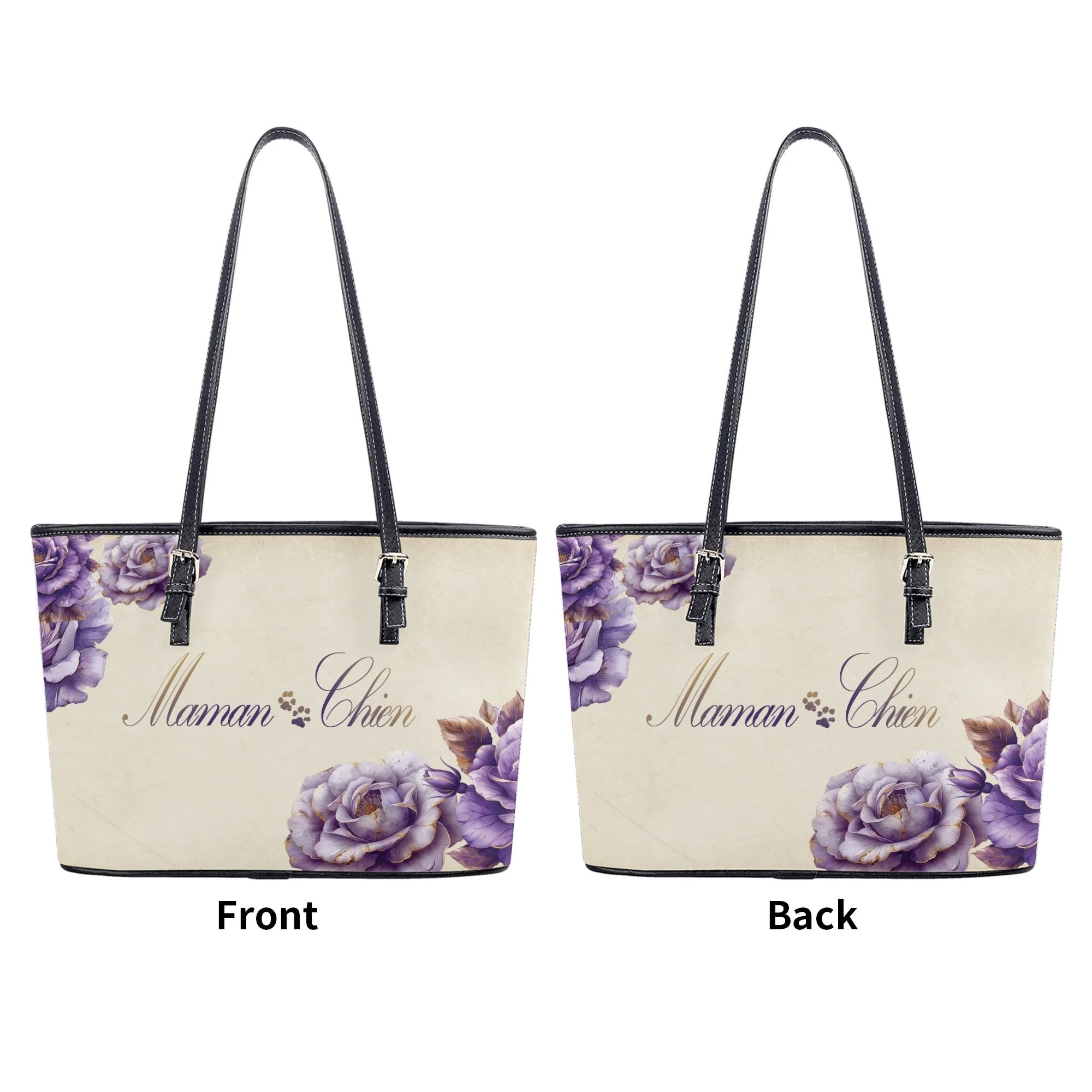 Maman Chien [Dog Mom in French] Country Lavender Rose and Ivory Handbag - maman-chien-french-lavender-rose-country-handbag