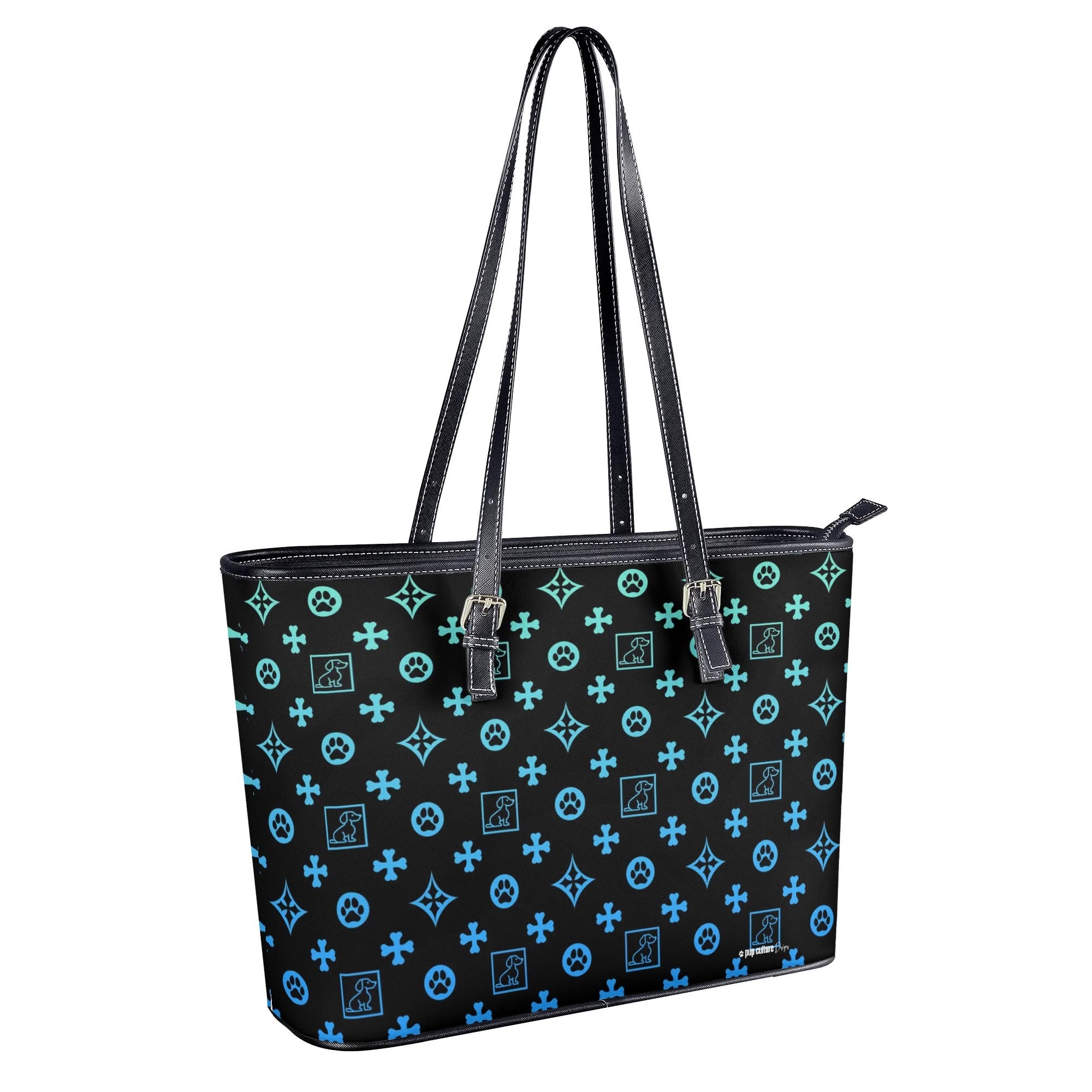 Signature Dog Lover Motif Durable Handbag Black with Ombre Overlay - dog-lover-motif-handbag-1