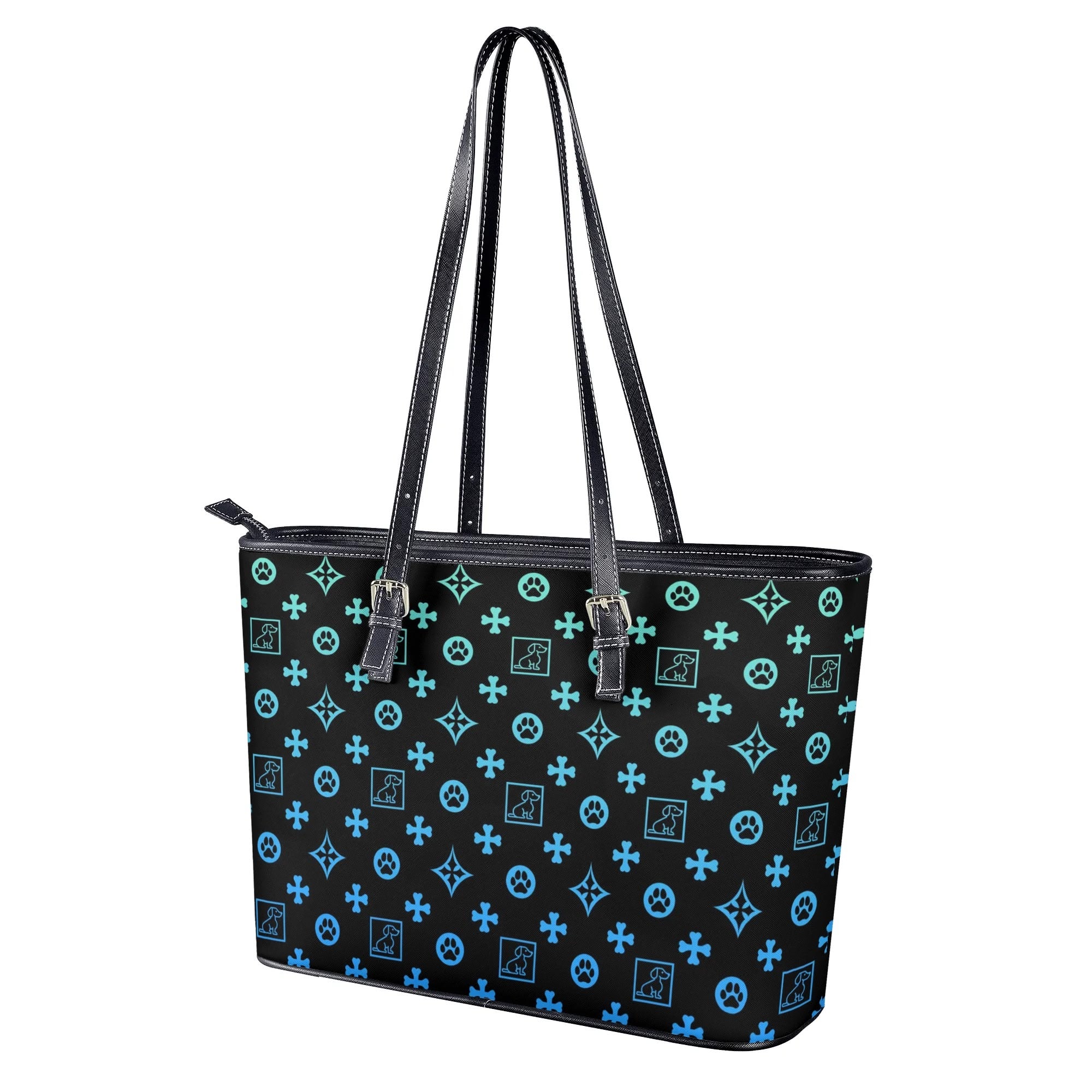 Signature Dog Lover Motif Durable Handbag Black with Ombre Overlay - dog-lover-motif-handbag-1