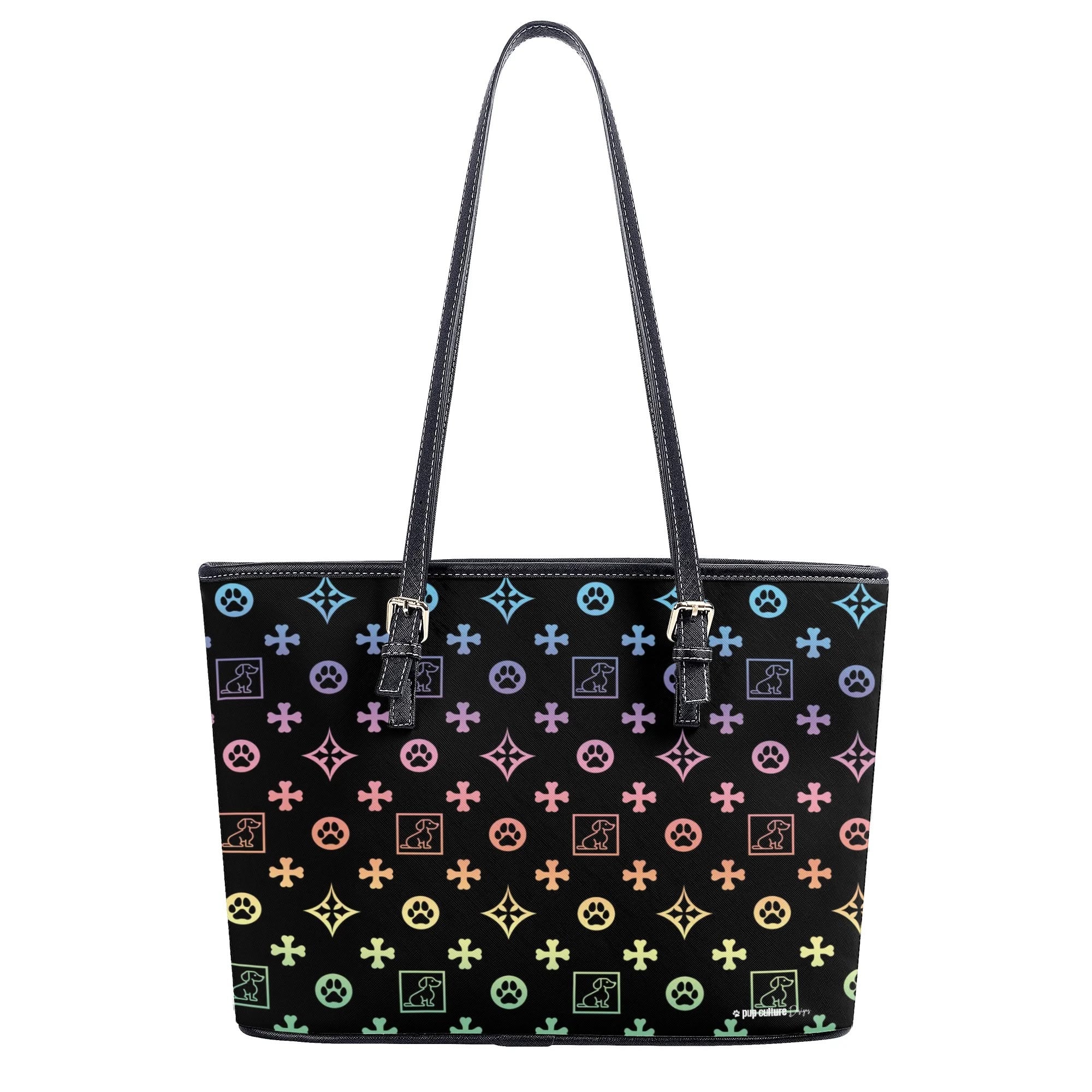 Signature Dog Lover Motif Durable Handbag Black with Ombre Overlay - dog-lover-motif-handbag-1