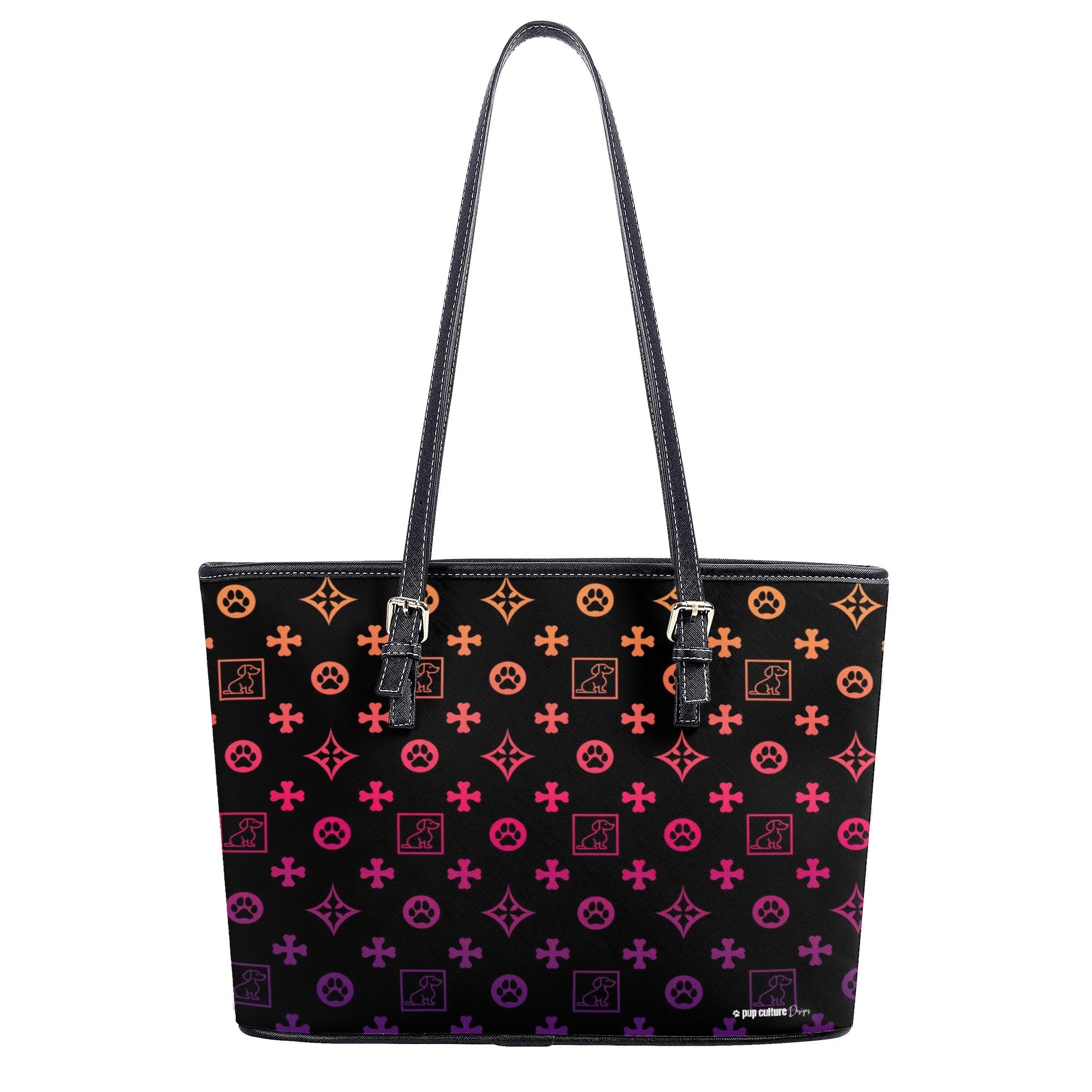 Signature Dog Lover Motif Durable Handbag Black with Ombre Overlay - dog-lover-motif-handbag-1