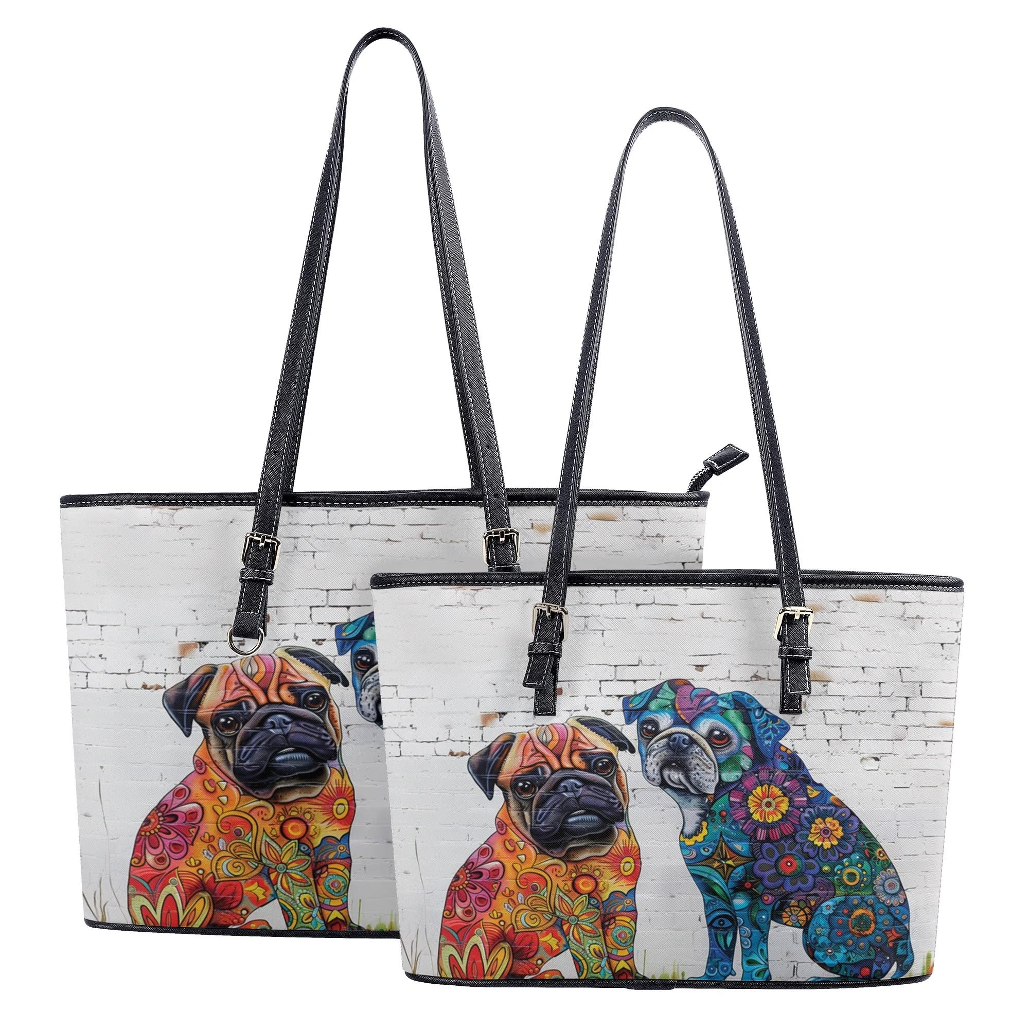 Pug Original Dog Art Durable Zipper Handbag - adorable-pugs-dog-art-handbag