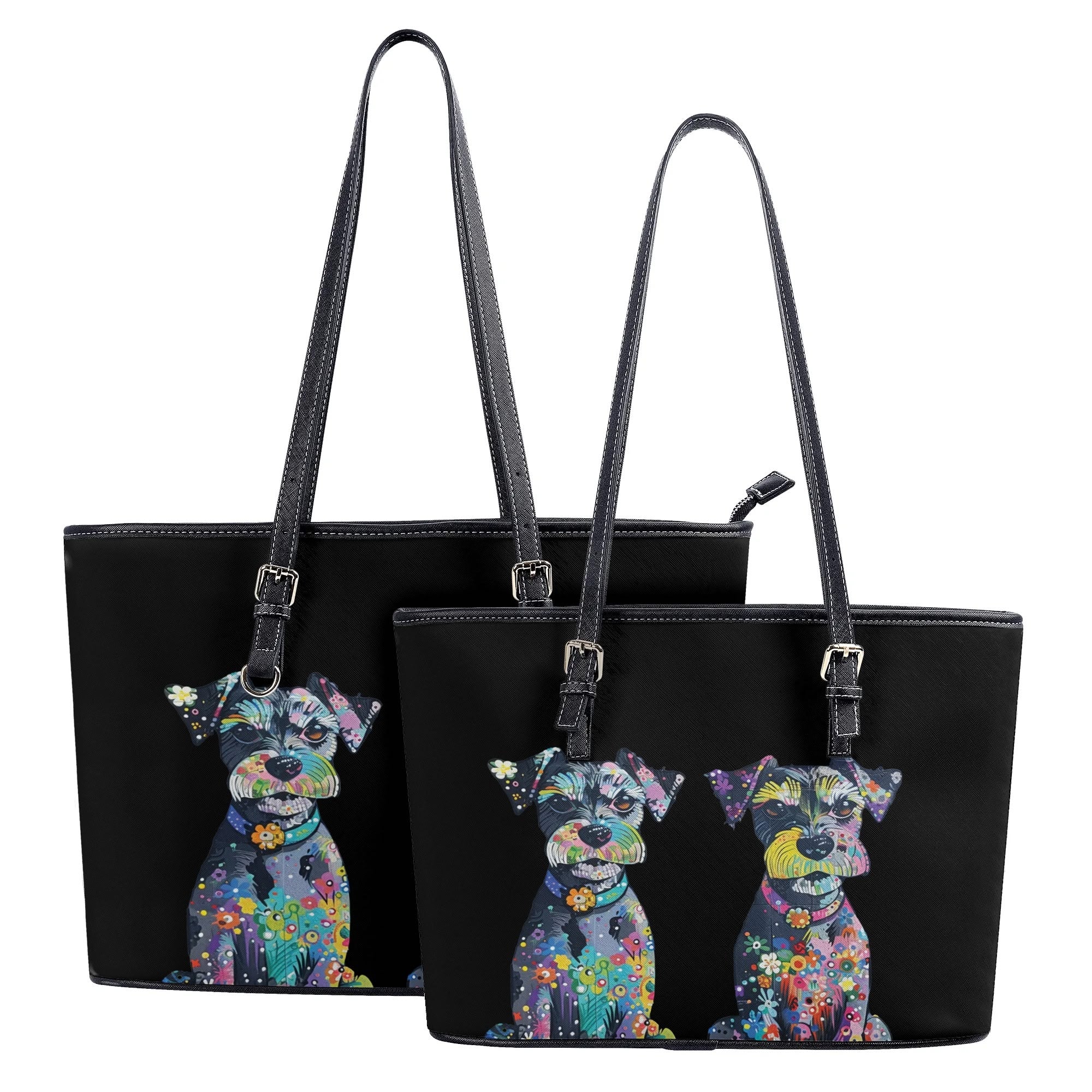 Schnauzer Original Dog Art Durable Zipper Handbag - adorable-schnauzers-dog-art-handbag