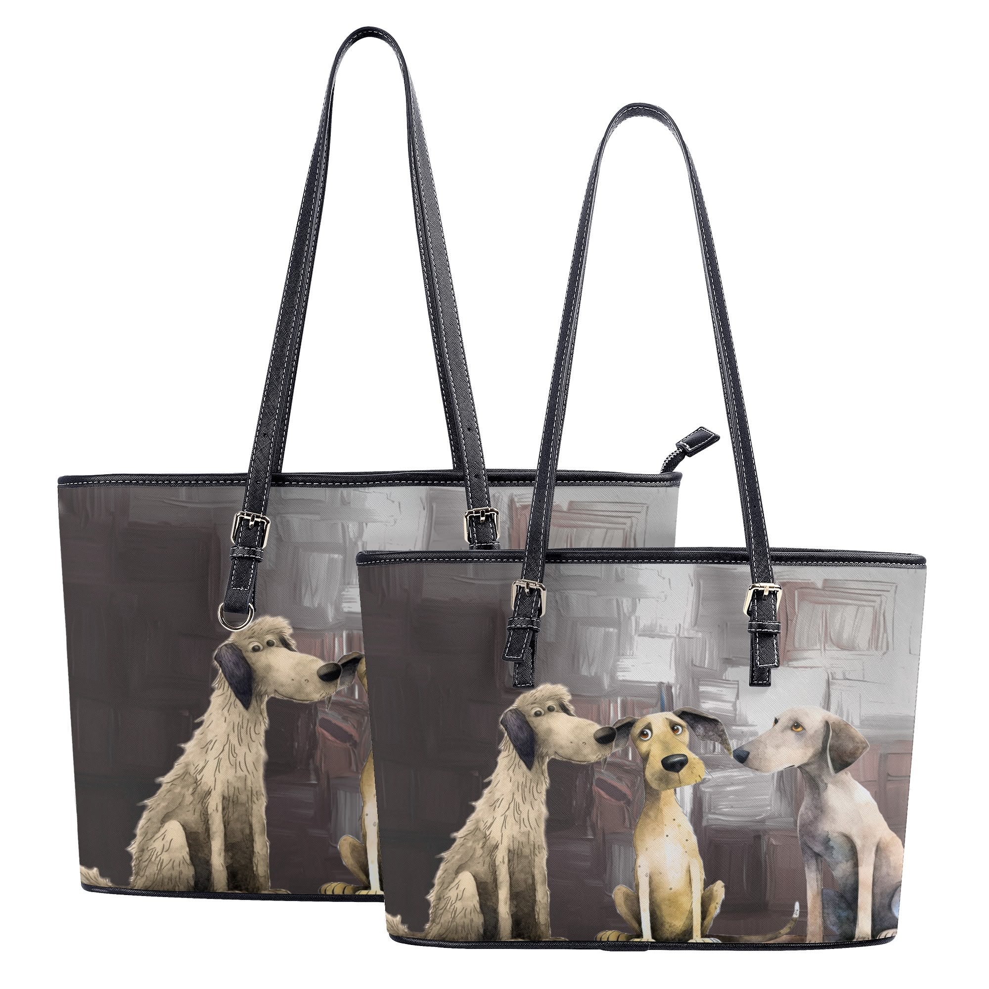 Puppy Pack Whimsical Dog Art Durable, Adjustable Strap Zipper Handbag