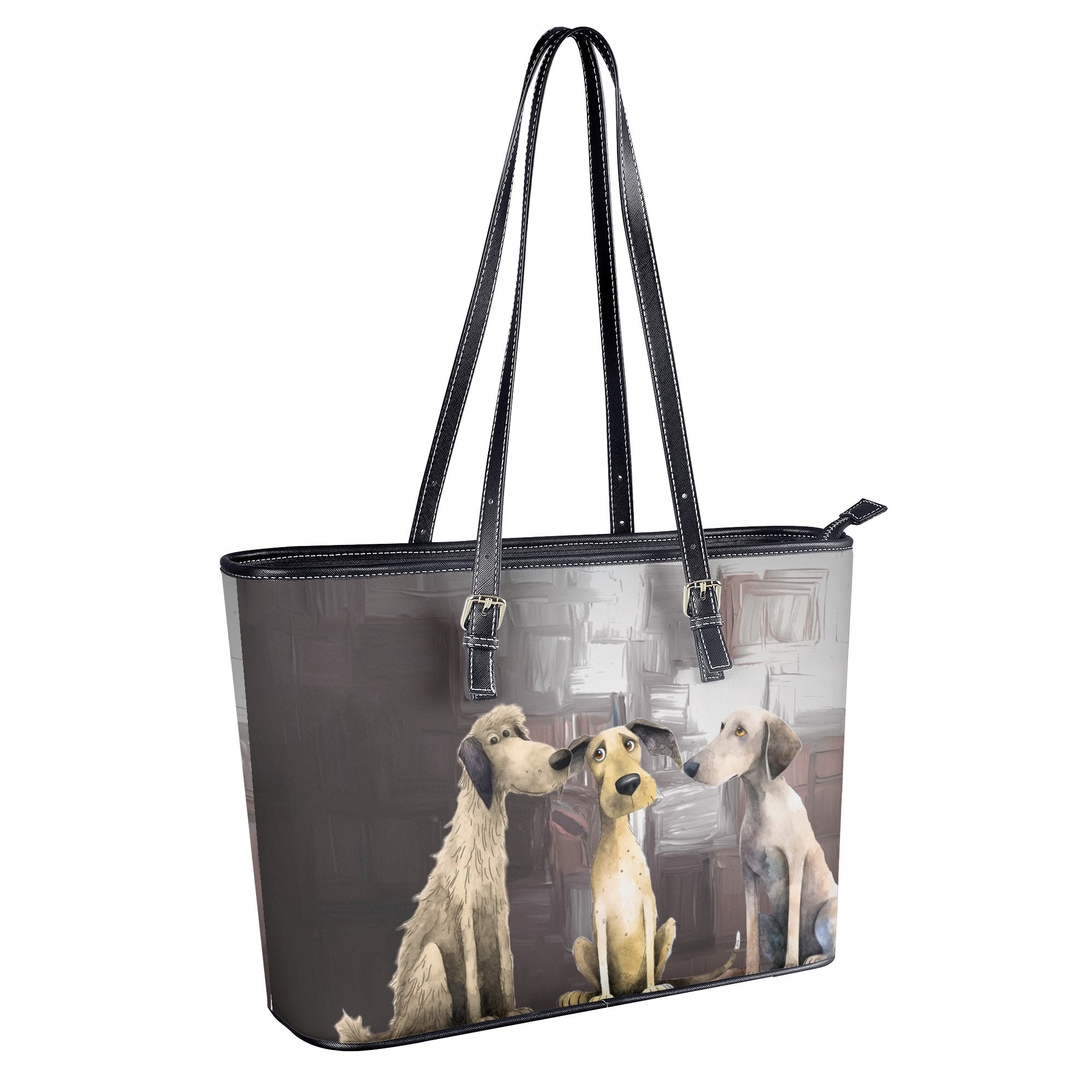Puppy Pack Whimsical Dog Art Durable, Adjustable Strap Zipper Handbag