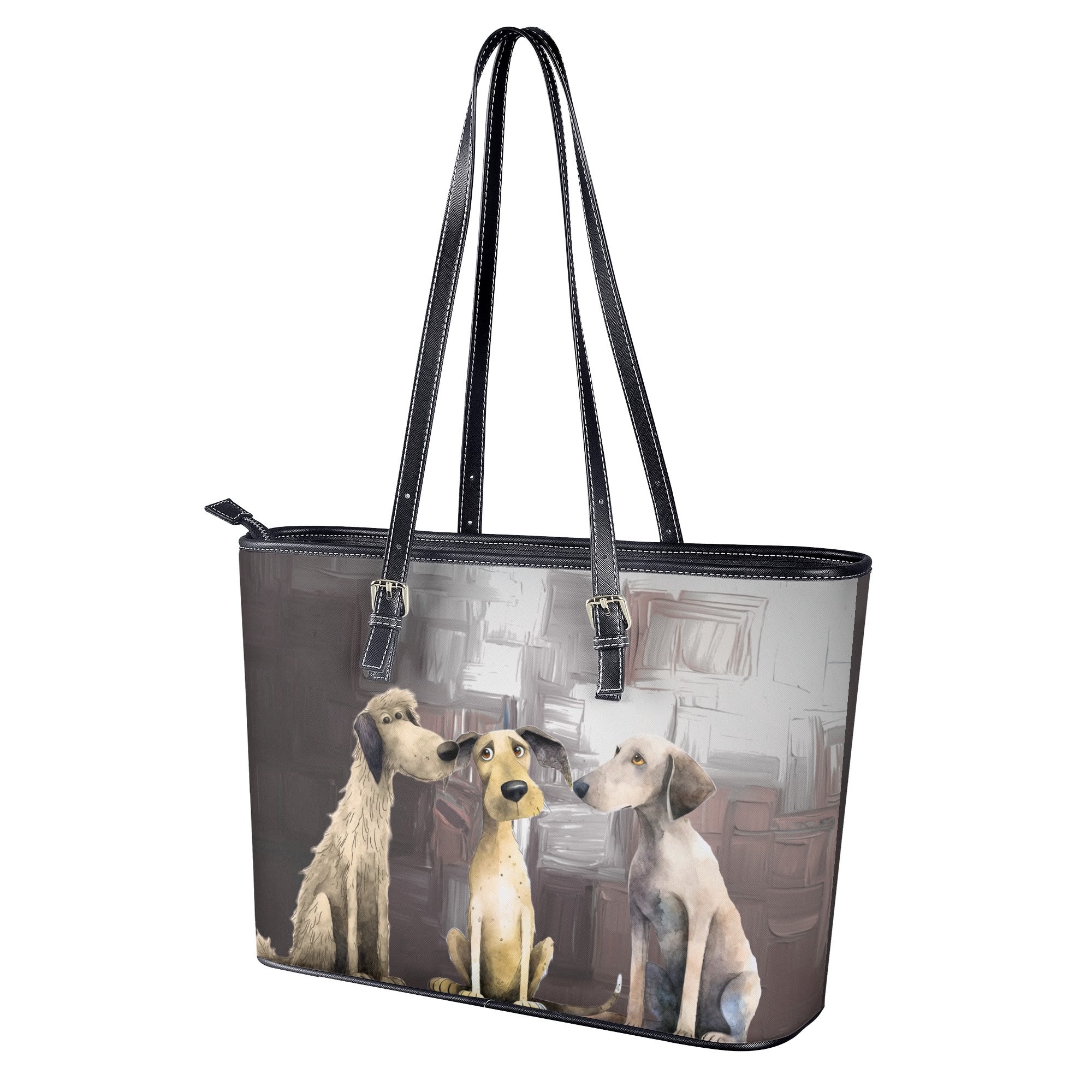 Puppy Pack Whimsical Dog Art Durable, Adjustable Strap Zipper Handbag