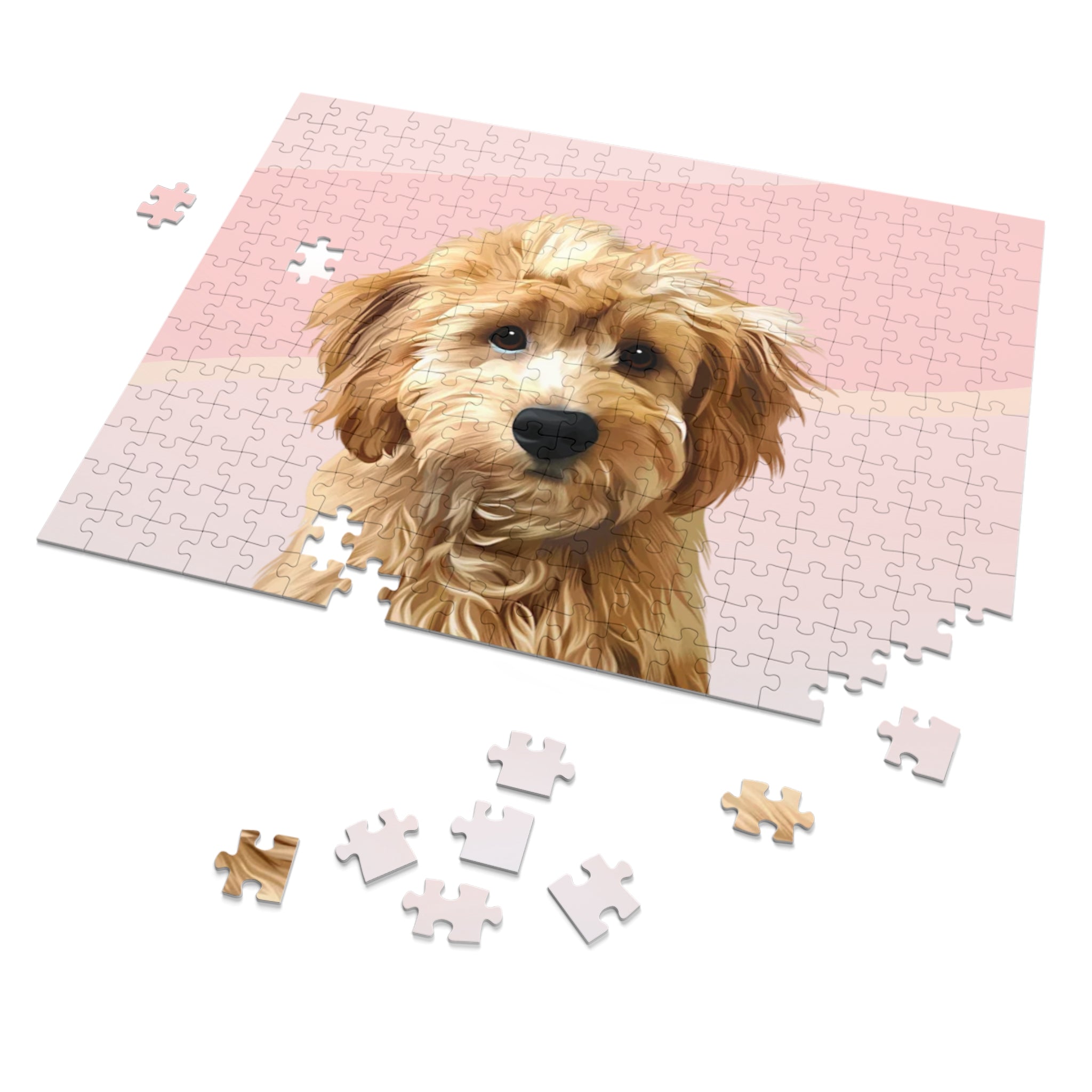 Dog Portrait Jigsaw Puzzle (30, 110, 252, 500,1000-Piece) | Blush Mist - custom-dog-portrait-jigsaw-puzzle-30-110-252-500-1000-blush-mist