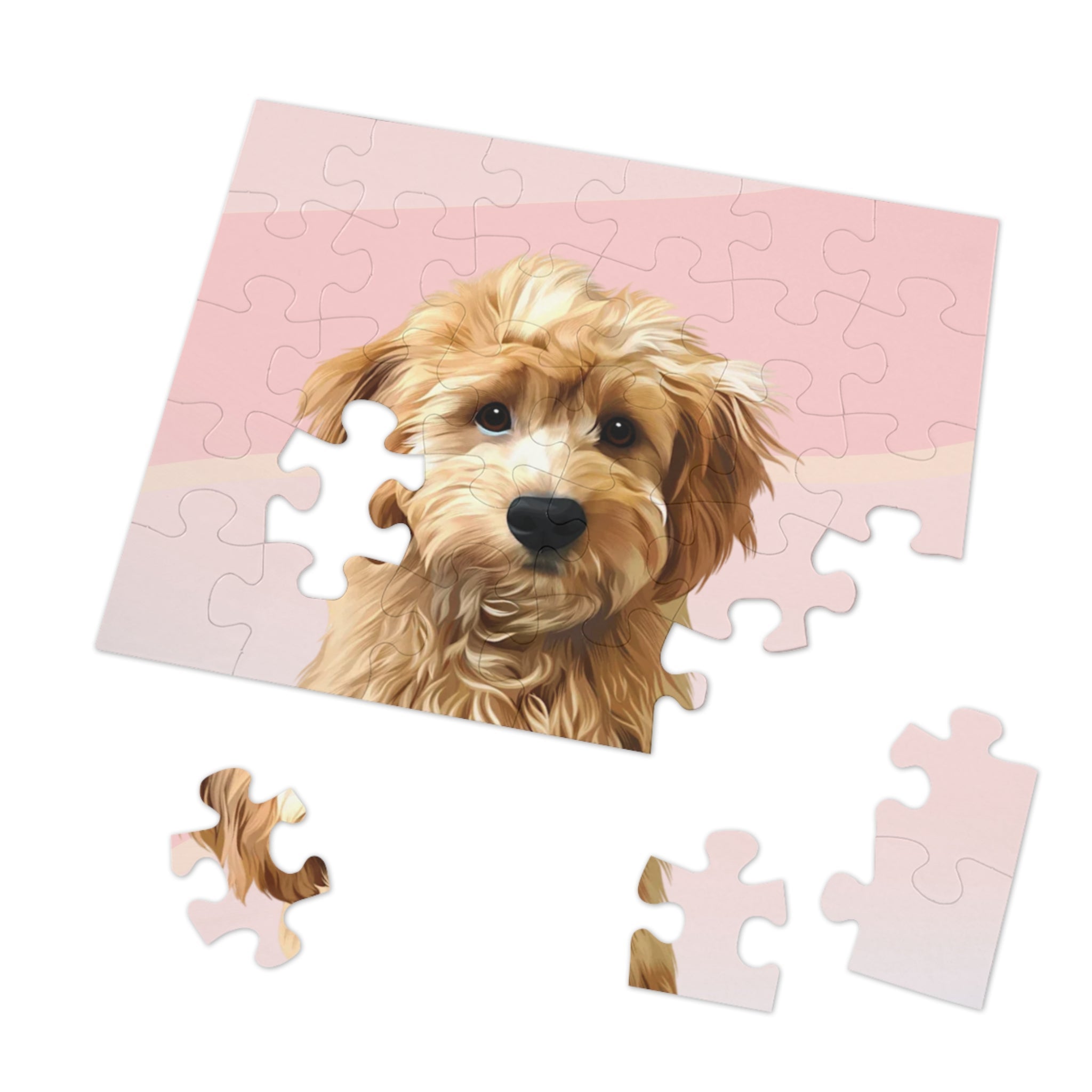 Dog Portrait Jigsaw Puzzle (30, 110, 252, 500,1000-Piece) | Blush Mist - custom-dog-portrait-jigsaw-puzzle-30-110-252-500-1000-blush-mist