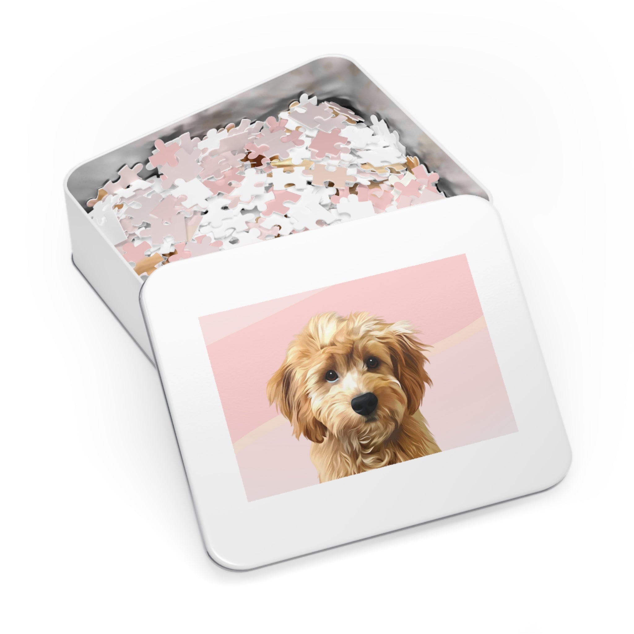 Dog Portrait Jigsaw Puzzle (30, 110, 252, 500,1000-Piece) | Blush Mist - custom-dog-portrait-jigsaw-puzzle-30-110-252-500-1000-blush-mist