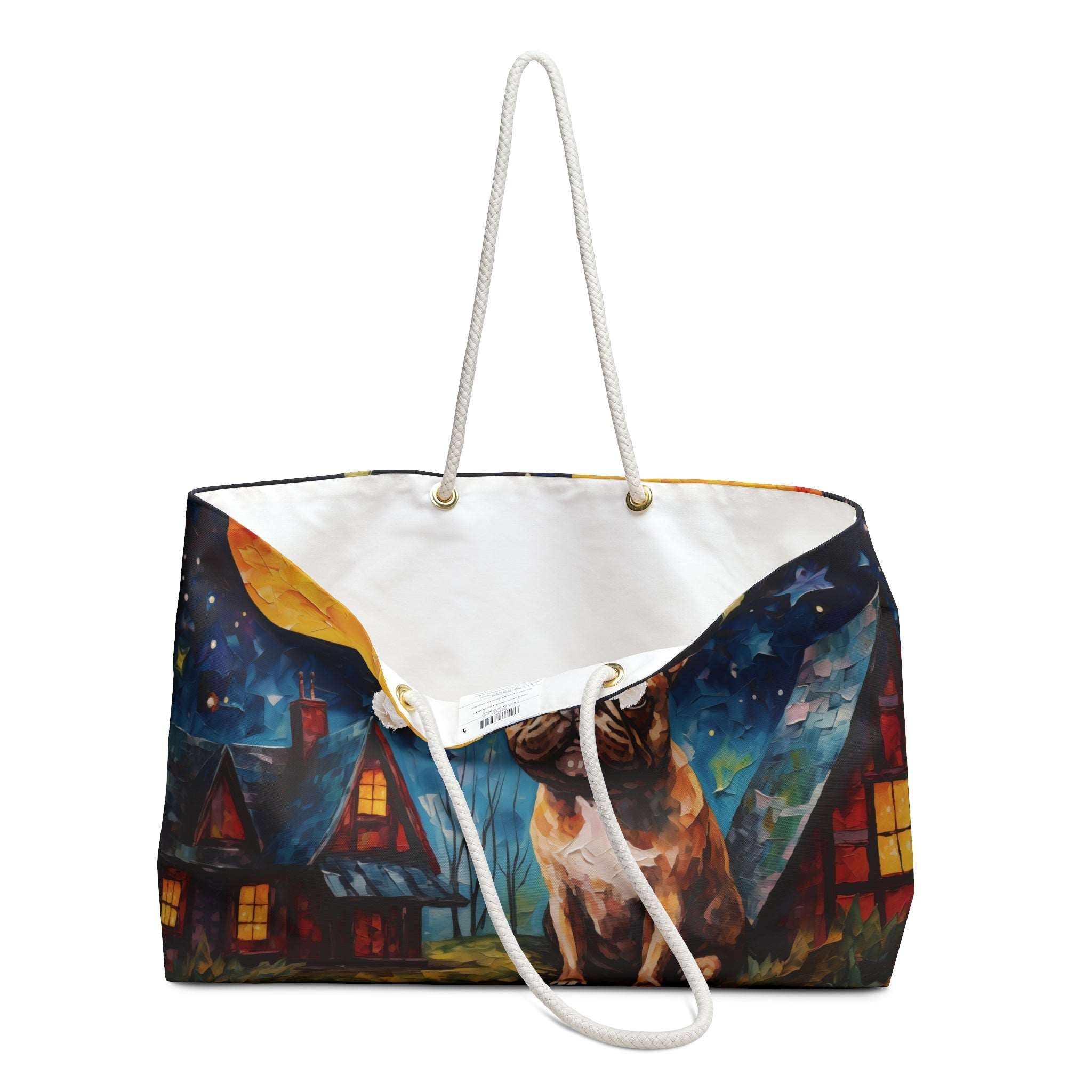 Artist-Inspired Frenchie Dog Art Large Market Tote Bag - artist-inspired-frenchie-french-bulldog-dog-art-large-market-tote-bag