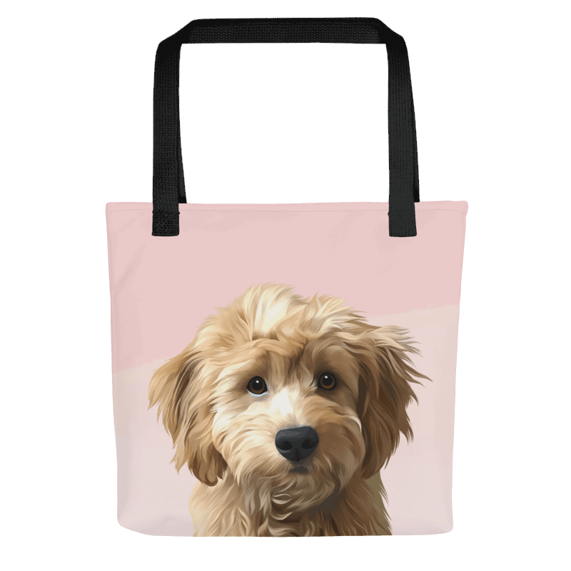 Custom Dog Portrait Tote bag | Blush Mist - custom-dog-portrait-tote-bag-blush-mist