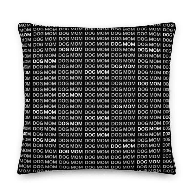 Dog Mom Word Art Square Throw Pillow  | Choose Color & Fabric - dog-lover-dog-mom-black-fabric-square-throw-pillow