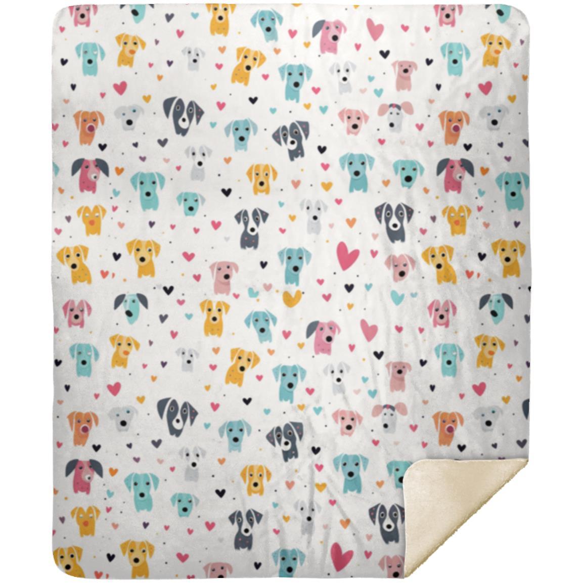 Hearts n' Pups Whimsical Dog Icon Themed Sherpa Blanket - untitled-design-7-bshm-premium-black-sherpa-blanket-50x60