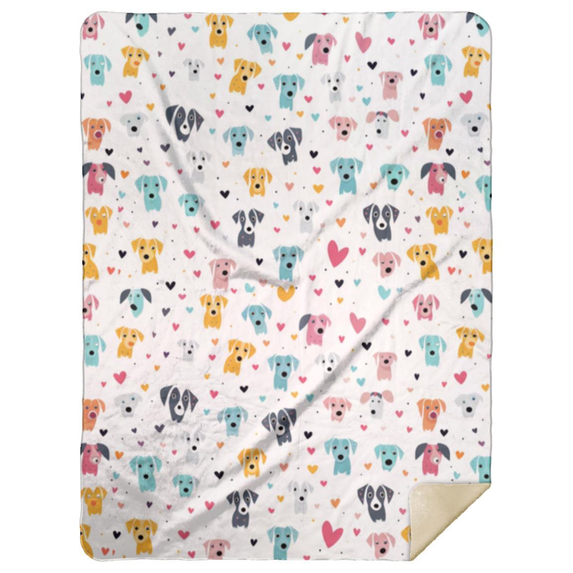 Hearts n' Pups Whimsical Dog Icon Themed Sherpa Blanket - untitled-design-7-bshm-premium-black-sherpa-blanket-50x60