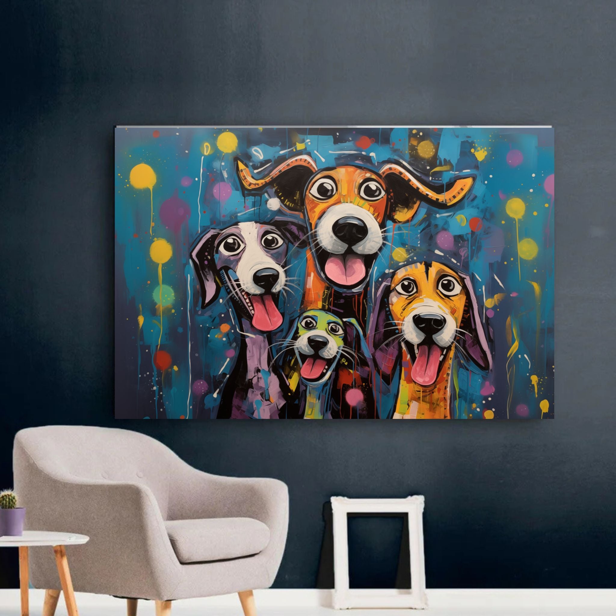 Fine Art Giclee: Whimsical Happy Dog Art Matte Print