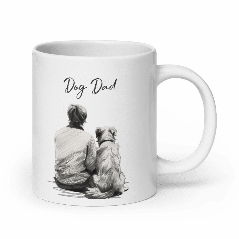 Man's Best Friend - Dog Dad and Dog - Black and White Pencil Sketch Mug