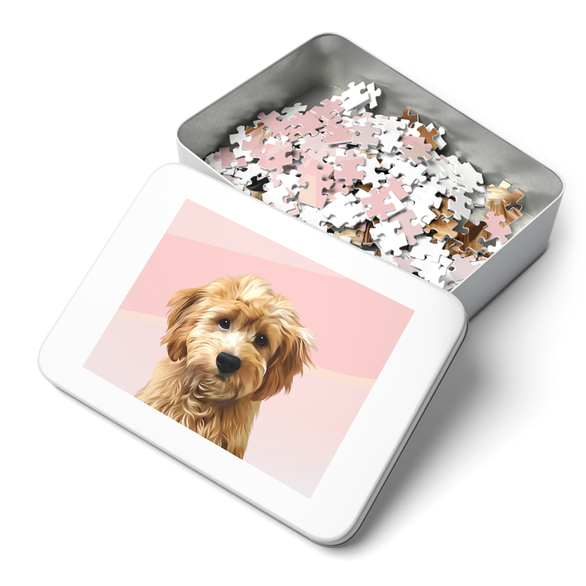 Dog Portrait Jigsaw Puzzle (30, 110, 252, 500,1000-Piece) | Blush Mist - custom-dog-portrait-jigsaw-puzzle-30-110-252-500-1000-blush-mist