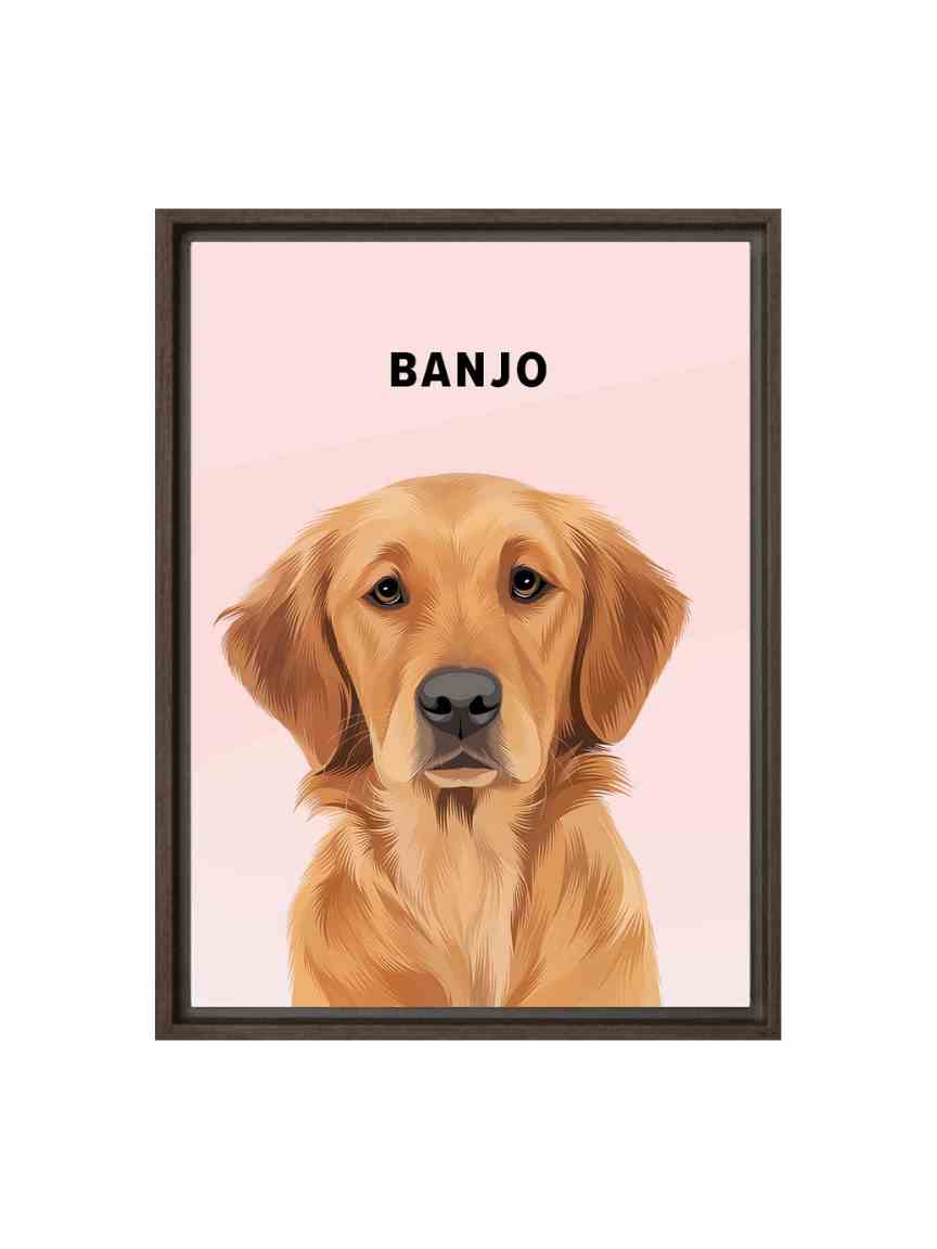 Custom Classic One Dog Portrait | 8 Backgrounds | Framed Canvas or Unframed Poster Print - Wall Art