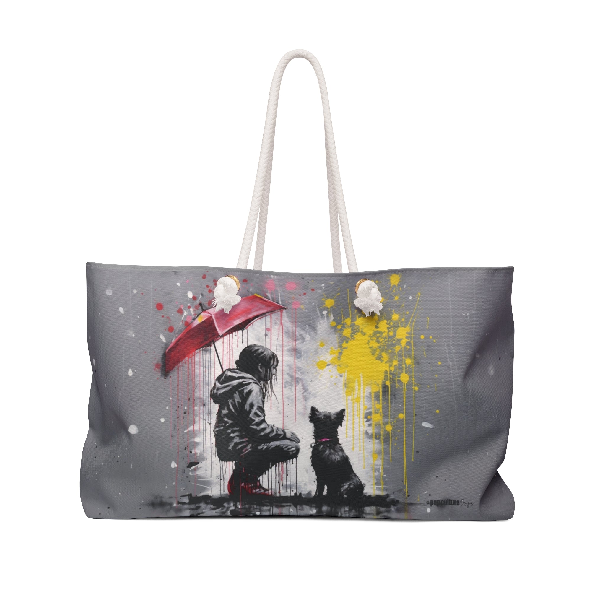 Girl's Best Friend Dog Art Original Design Weekender Tote Bag - girls-best-friend-dog-art-original-design-weekender-tote-bag