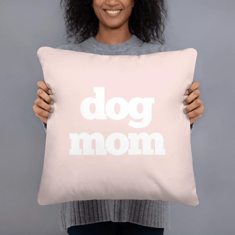 Dog Mom Neutral Tones Throw Pillow, Choose Fabric - dog-mom-neutrals-throw-pillow