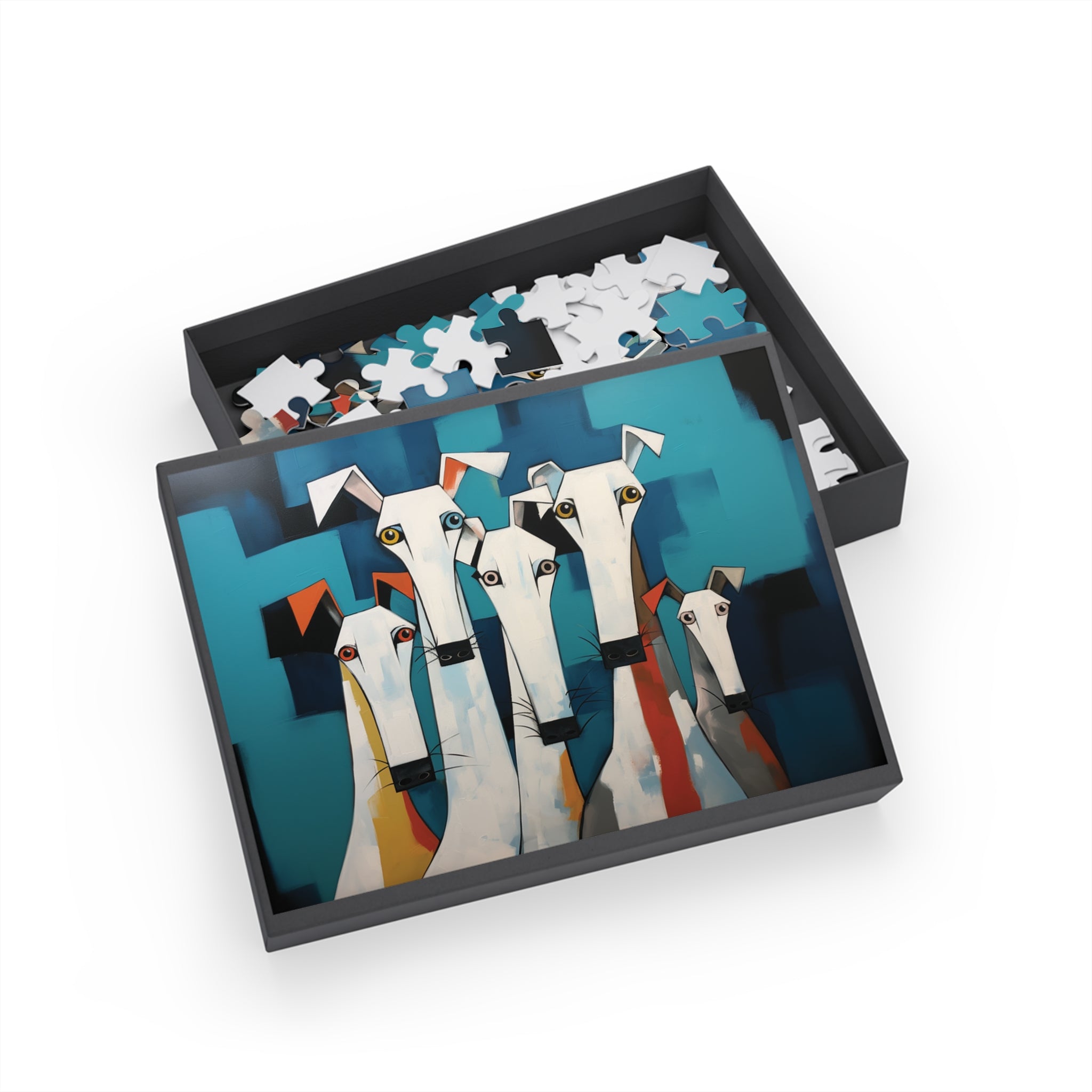 The Eyes Have It Modern Elegant White Dog Art Jigsaw Puzzle with Matching Gift Box - the-eyes-have-it-modern-elegant-white-dog-art-puzzle-with-matching-gift-box-96-252-500-1000-piece