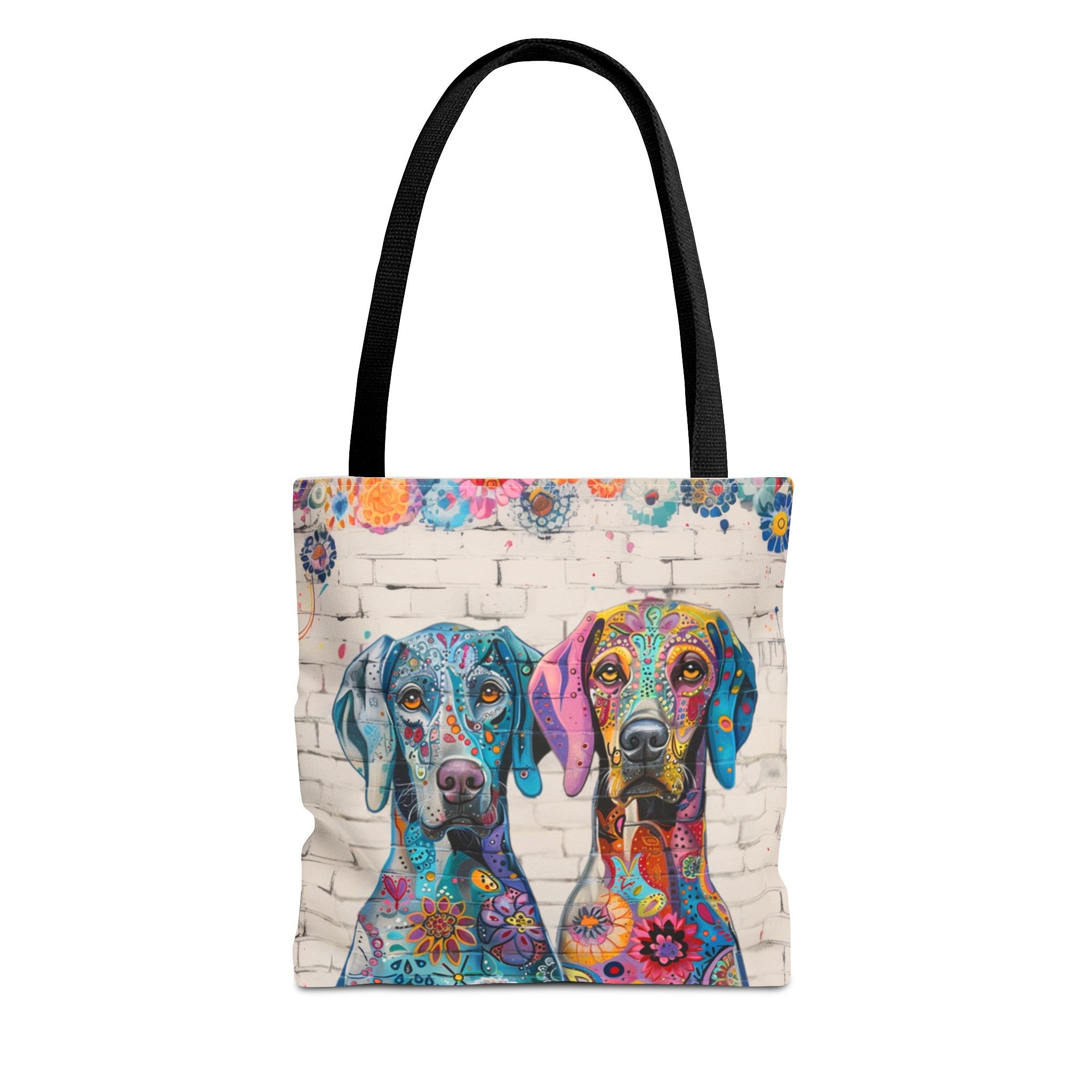 Weimaraner Original Edgy Floral Dog Art Themed Tote Bag - original-art-weimaraner-dog-icon-themed-tote-bag