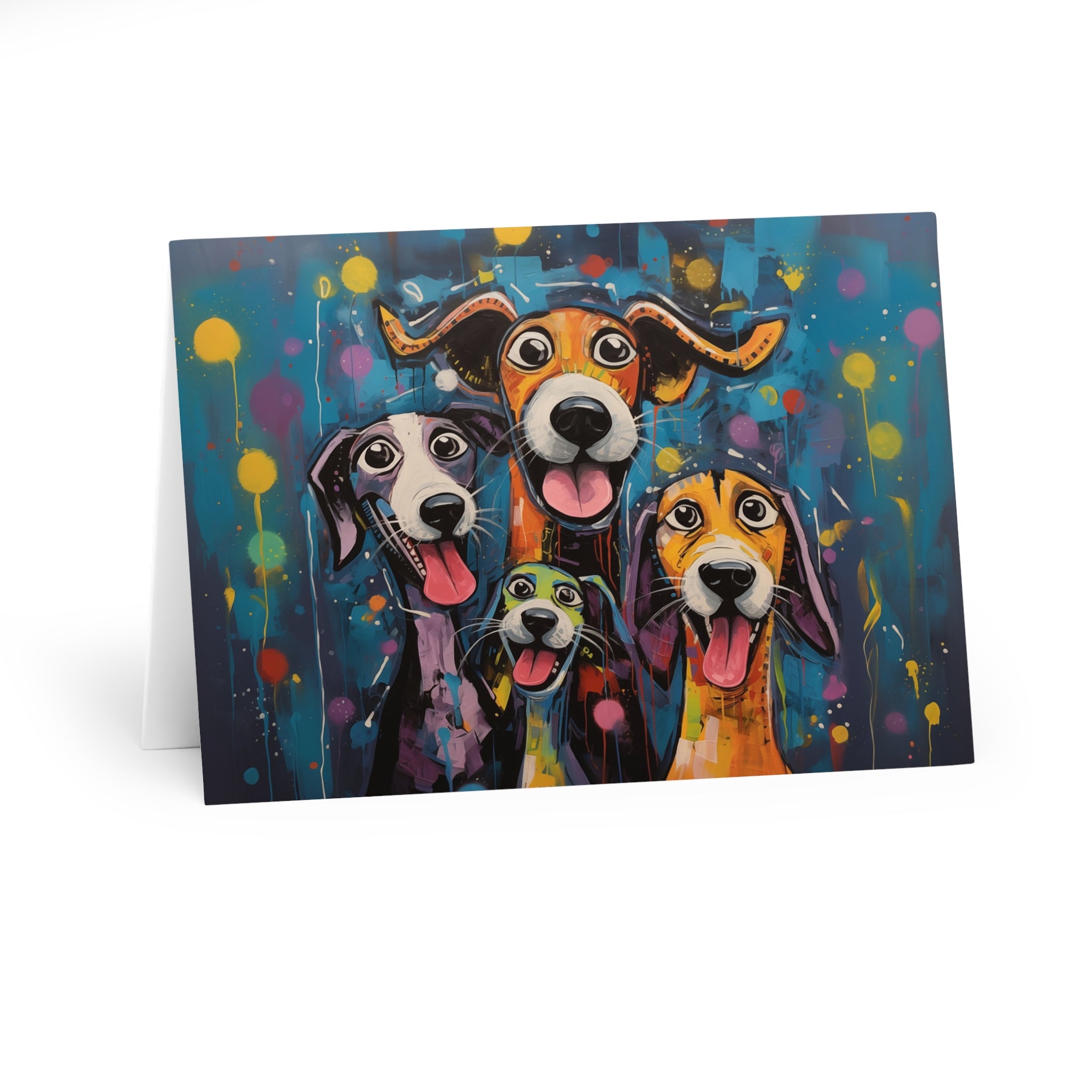 Happy Whimsical Artist-Inspired Dog Art Greeting Card 5-Pak